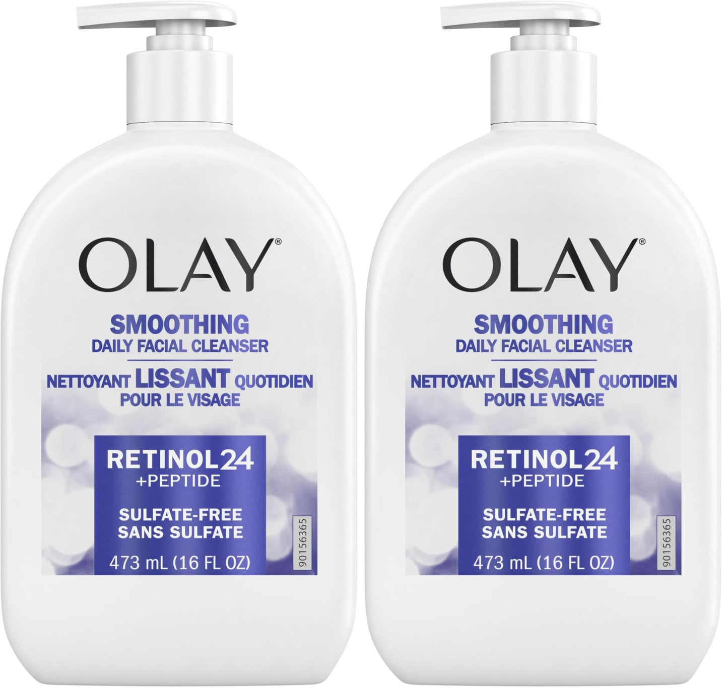 HotOlay Face Wash Daily Facial Cleanser with Retinol, Peptides and Glycerin, Smoothing and Hydrating Anti Aging Face Wash, Sulfate Free Cream Cleanser for Mature Skin, Daily Use, 16 Oz