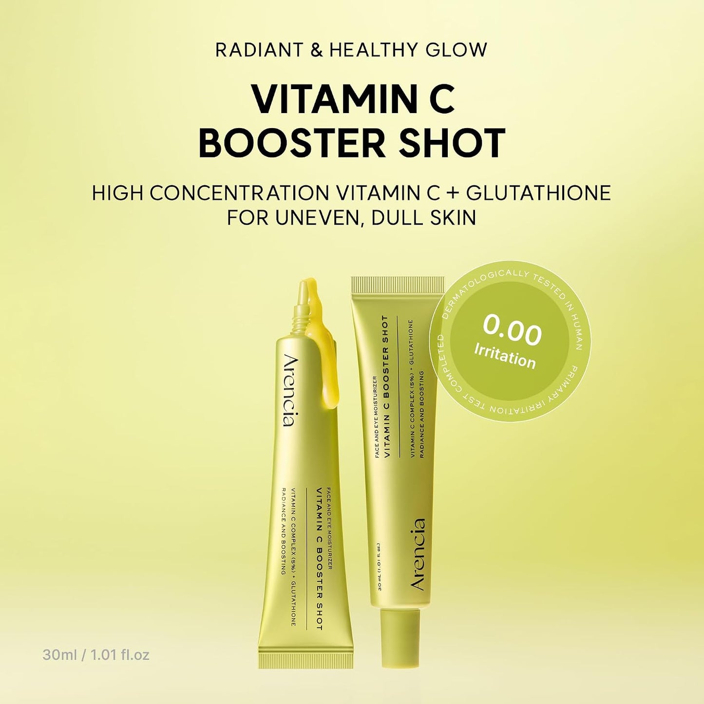 HotArencia Vitamin C Booster Shot Serum with Glutathione, Niacinamide and Vitamin E for Dark Spot Care, Fine Lines & Wrinkles, Glass Skin, Korean Skincare 30ml/1.01 fl.oz