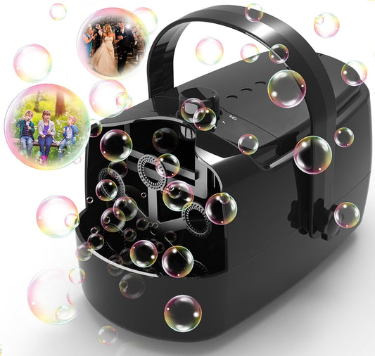 HotZerhunt Durable Bubble Machine for Party: 3 Power Modes for Non-Stop Fun - 18000+ Bubbles Per Minute High Output 30 Mins Bubbles per Refill - Kids Safe Auto-Stop for Outdoor Backyard Birthday