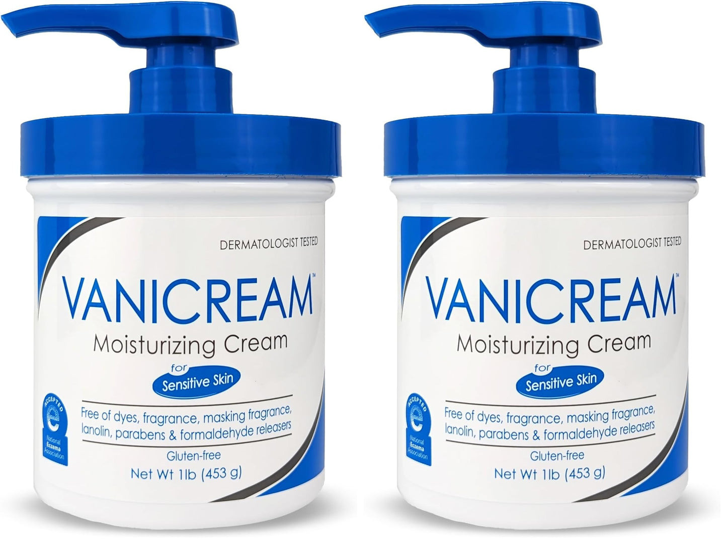 HotVanicream Moisturizing Cream with Pump Dispenser, 16 Oz, Formulated without Common Irritants for Sensitive Skin, Body & Face Moisturizer, Restores Moisture & Soothes Irritated, Itchy Areas