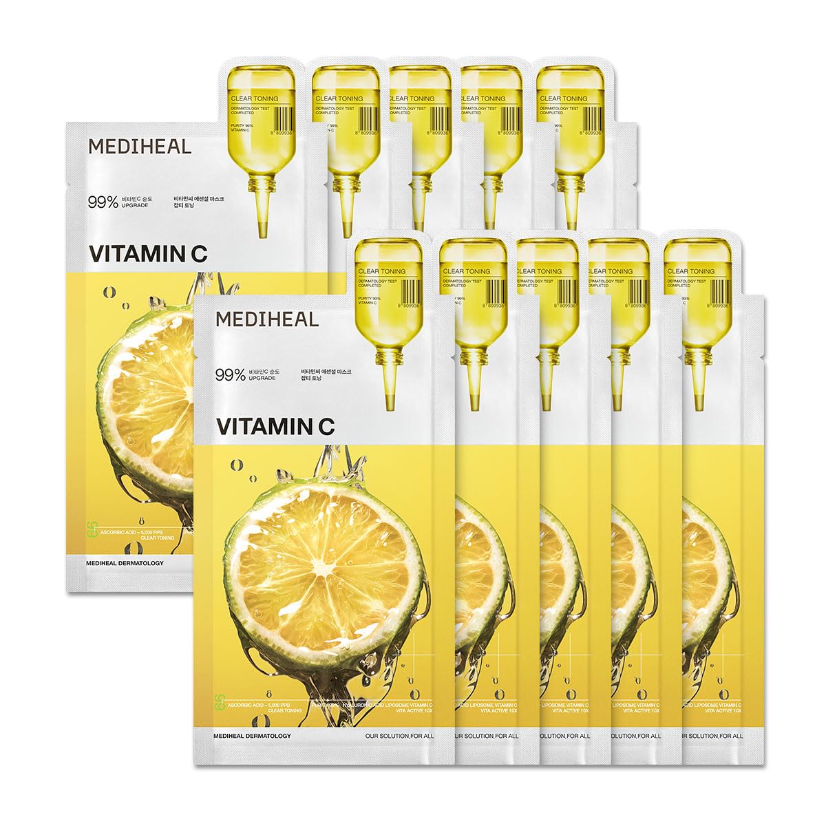 HotMEDIHEAL Madecassoside Essential Face Sheet Mask, Blemish Repair (10ea) | with Centella Asiatica, Ceramide for Soothing Care | Suitable for Sensitive Skin | Plastic-Free Vegan Sheet | Korean Skincare