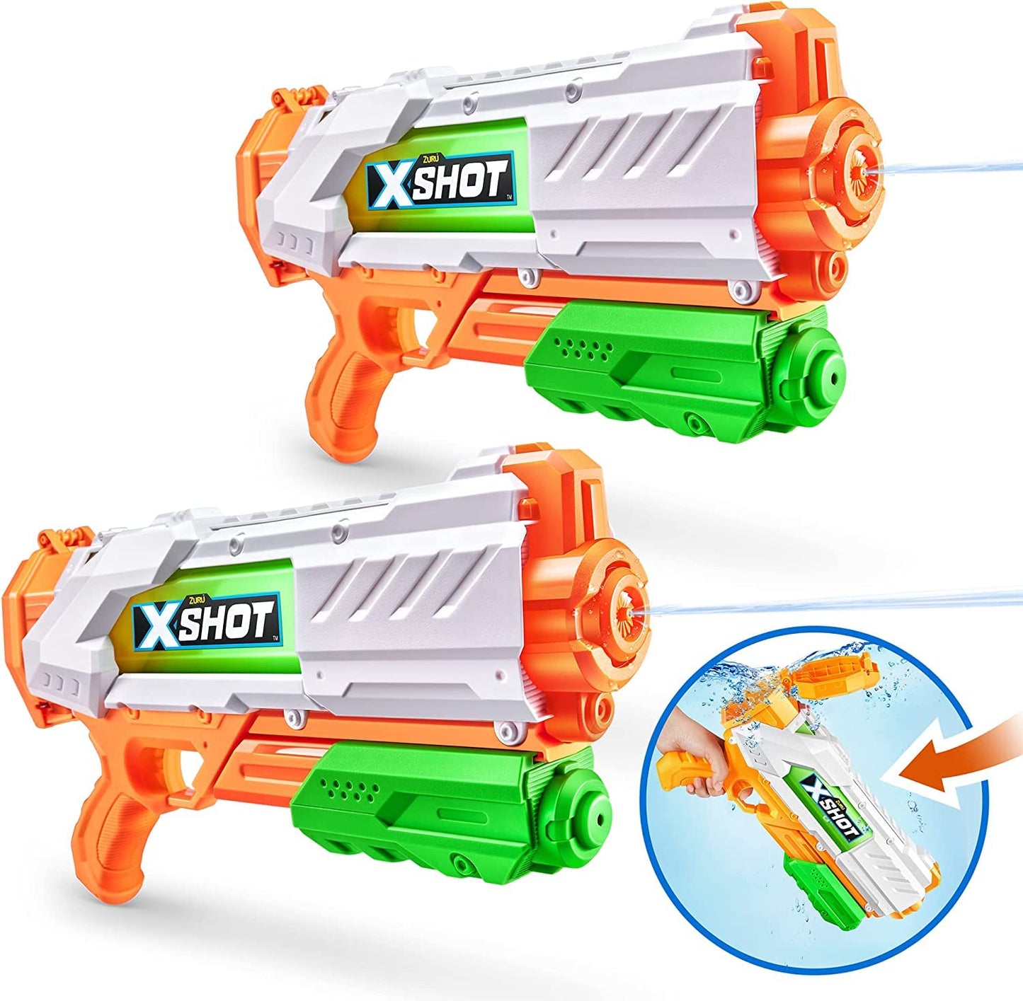HotXSHOT Water Fast-Fill Medium Water Blaster (2 Pack) by ZURU, Watergun, 2 Pack X Shot Water Blaster (Fills with Water in just 1 Second!)