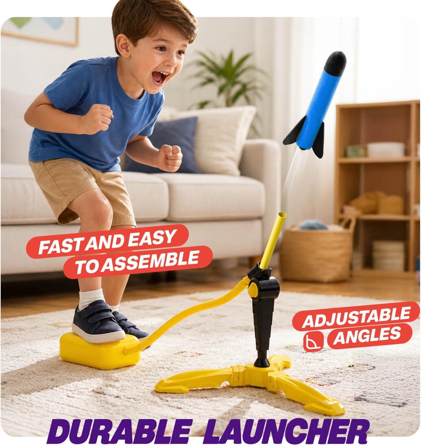 Hot Rocket Launcher for Kids - Outdoor Toys for Kids Ages 4-8 Years - 3 4 5 6 7 Year Old Boy Birthday Gift - Rockets Kids Toys for Boys & Girls - 3 Year Old Gifts - Outside Fun Toddler Toys 3-5
