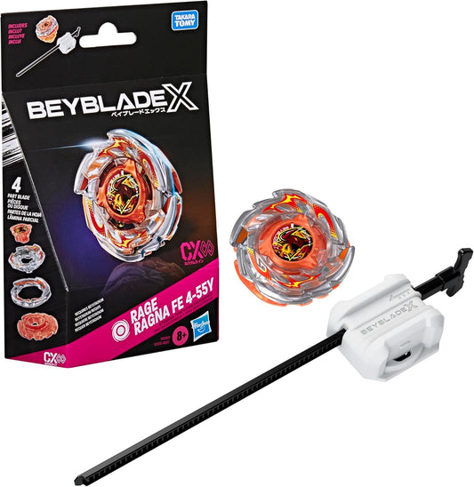 Hot Beyblade X Rage Ragna FE 4-55Y CX Infinity Starter Pack Set, Takara Tomy Stamina Type Top and Launcher, Battling Tops Game Toys, Ages 8+