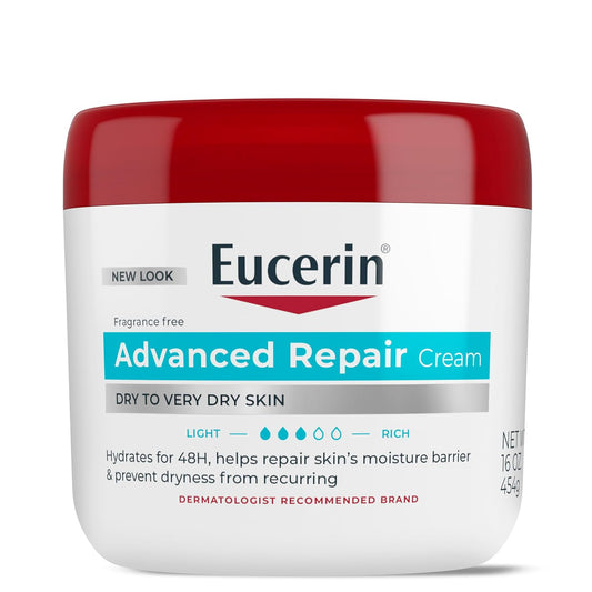 HotEucerin Advanced Repair Body Cream, Urea Enriched, Unscented Body Cream for Dry Skin With Triple Moisturizing Complex, 16 OZ Jar