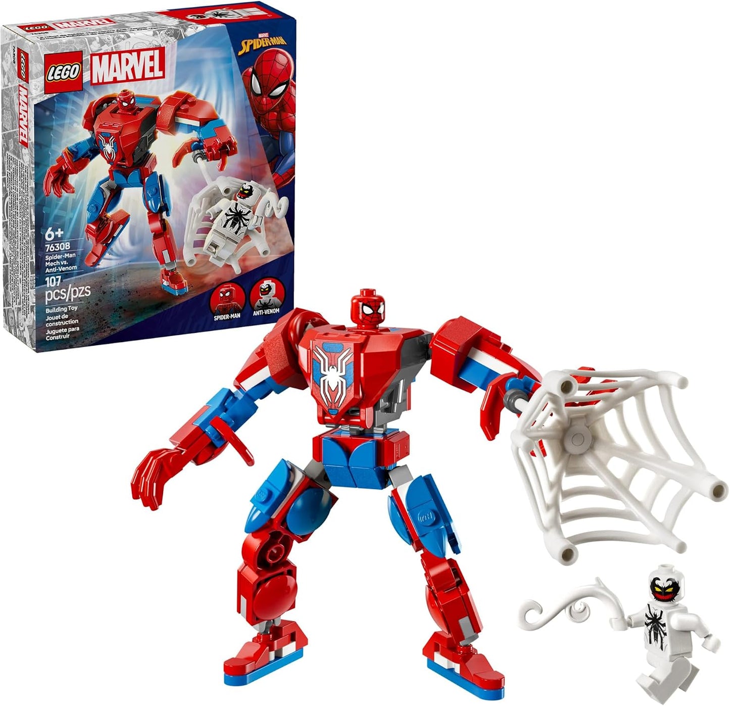 Hot LEGO Marvel Spider-Man Mech vs. Anti-Venom Building Toy Set - Spider-Man Toy for Kids, Boys and Girls, Ages 6+ - Buildable Action Figure - Superhero Gift for Birthday - 76308
