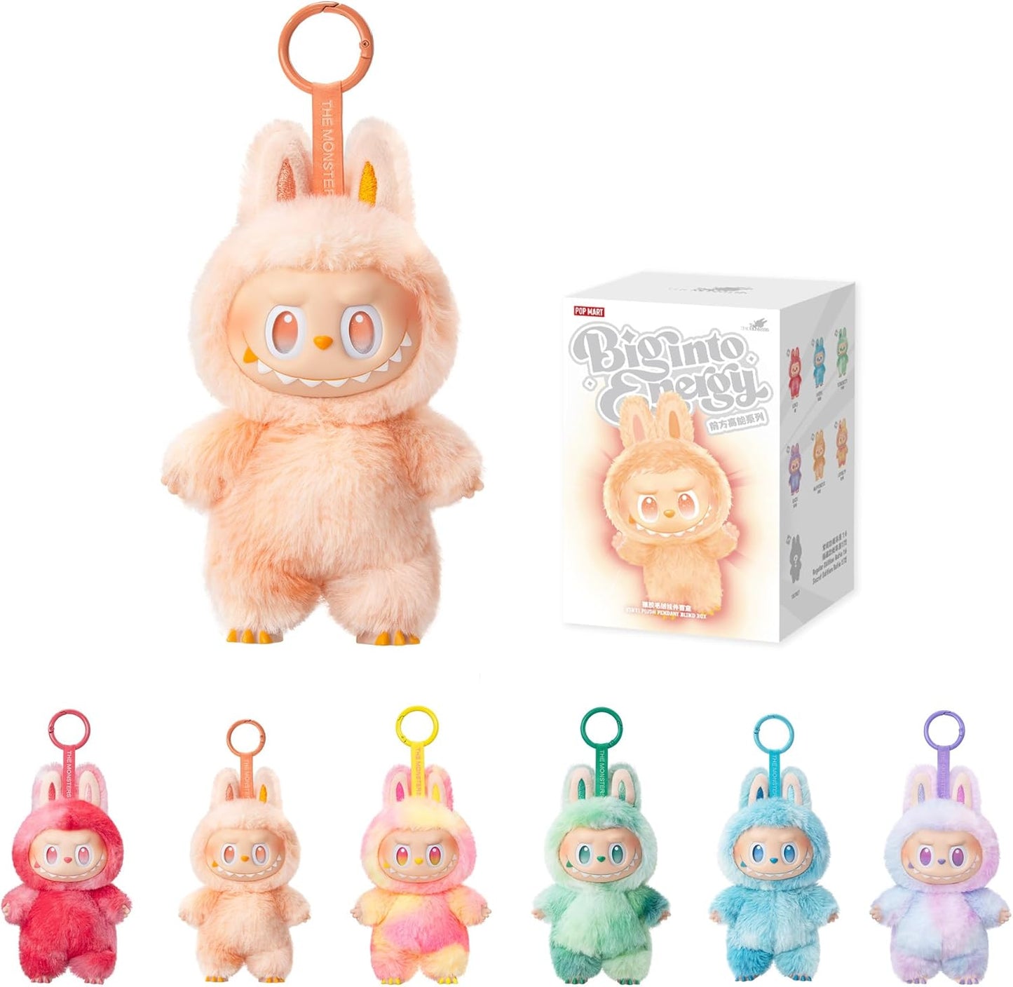 HotPOP MART THE Monsters LABUBU Big into Energy Vinyl Plush Pendant Blind Box | LABUBU Doll, Blind Box Figures, Plush Keychain, Bag Charms, Random Design Collectible Tie Dye Toys, Single Box