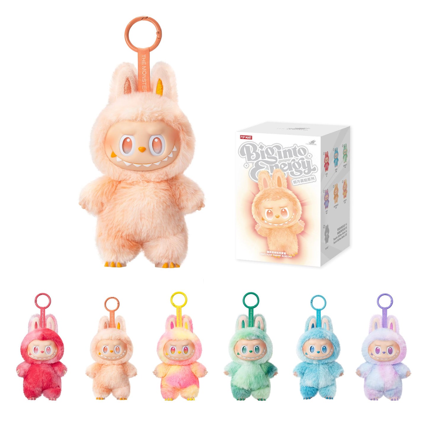HotPOP MART THE Monsters LABUBU Big into Energy Vinyl Plush Pendant Blind Box | LABUBU Doll, Blind Box Figures, Plush Keychain, Bag Charms, Random Design Collectible Tie Dye Toys, Single Box