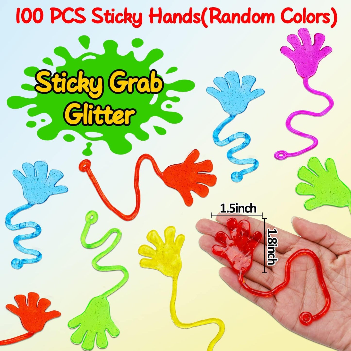 Hot 100PCS Sticky Hands Birthday Party Favors for Kids 4-8 8-12 Goodie Bag Stuffers Classroom Treasure Box Toys Carnival Prizes Bulk Mini Non Candy Treat Trinket Pinata Filler Back to School Students Gift