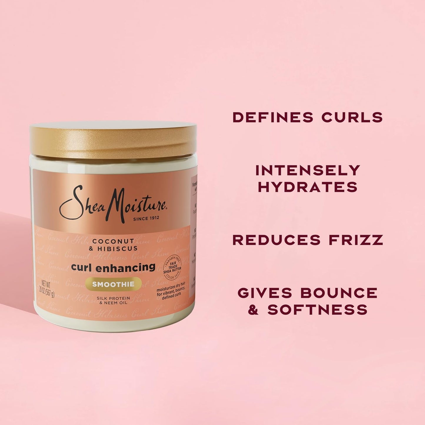 HotSheaMoisture Curl Enhancing Smoothie Hair Cream Coconut and Hibiscus for Thick, Curly Hair Sulfate Free and Paraben Free Curl Cream 20 oz