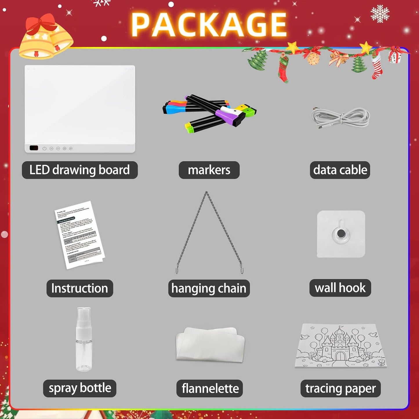 HotLed Drawing Board with 13 Light Effects, 16" Rechargeable Glow Doodle LED Note Board with Colors, Neon Light Up Drawing Tablet Gifts for Kids for Easter Birthday Christmas Gift Ideas
