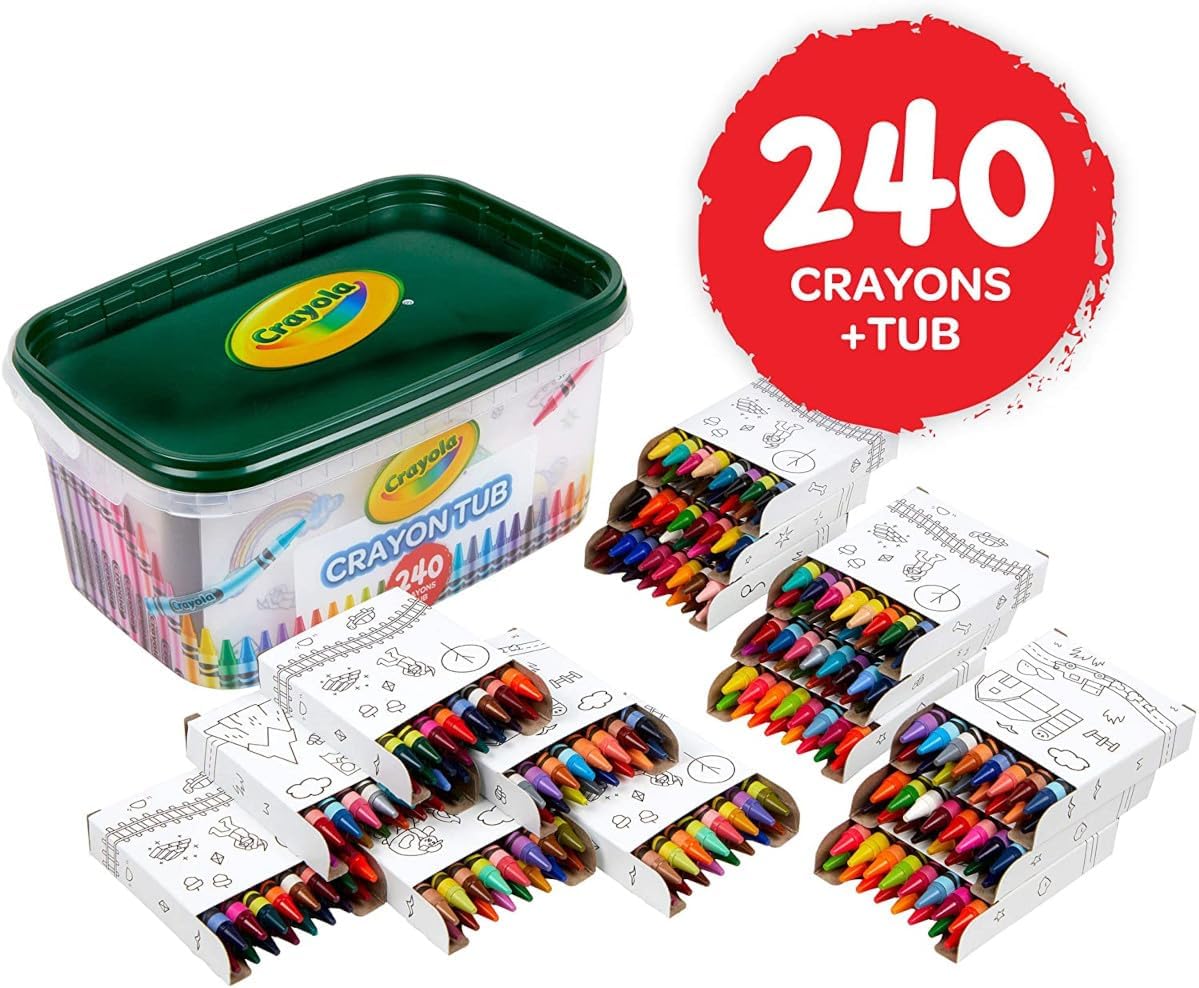 HotCrayola Crayon Tub (240ct), Bulk Crayons for Kids, Spring Craft Supplies, Classroom Coloring Gifts for Kids & Toddlers, Ages 3+ [Amazon Exclusive]