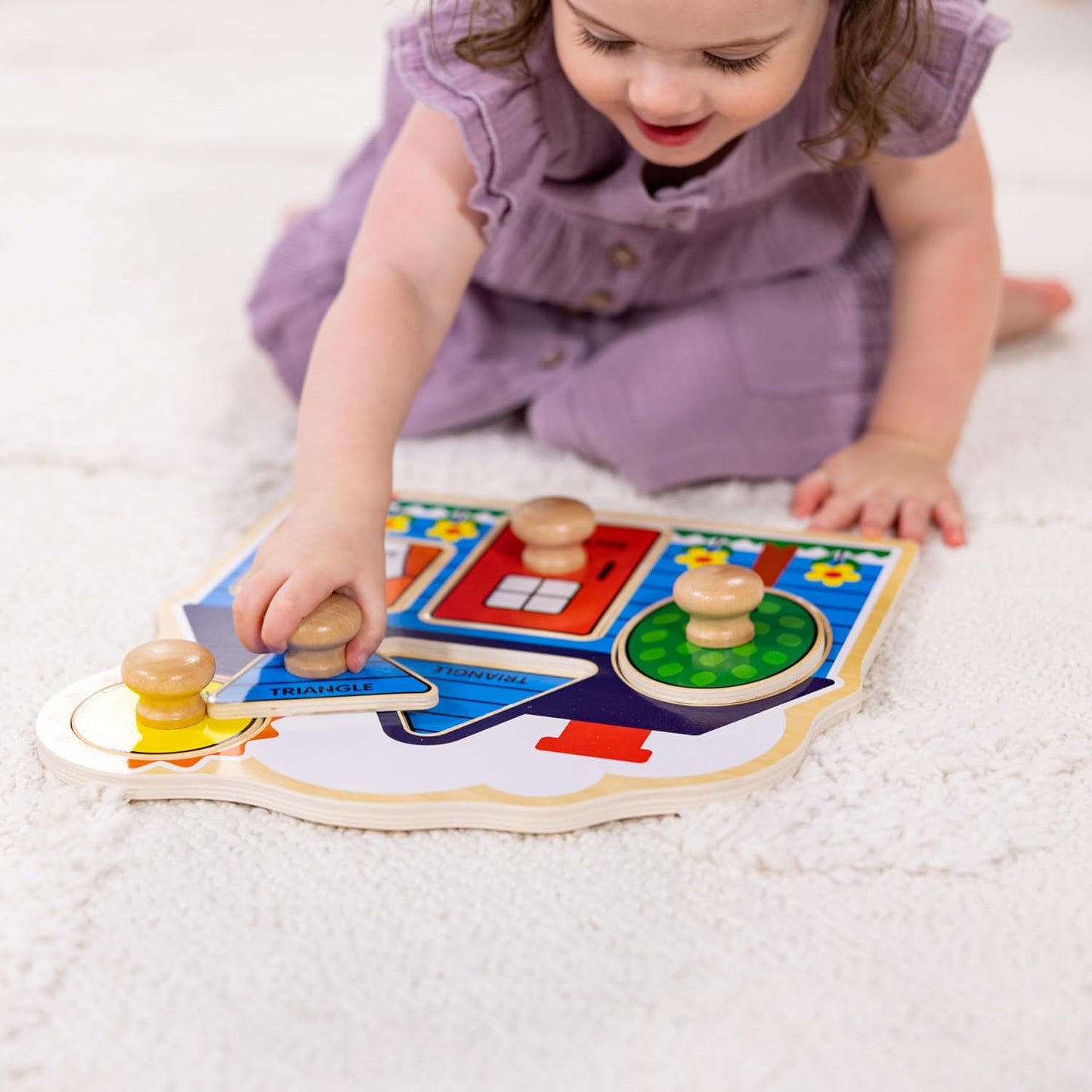 Hot Melissa & Doug First Shapes Jumbo Knob Puzzle, Wooden Peg Puzzle for Toddlers, Educational Toy for Shape Recognition and Fine Motor Skills, Ages 1+