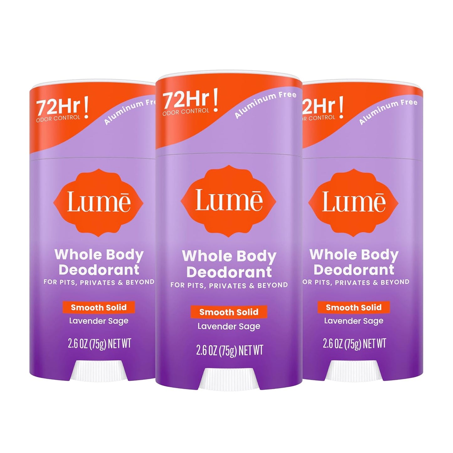HotLume Whole Body Deodorant - Smooth Solid Stick - 72 Hour Odor Control - Aluminum Free, Baking Soda Free and Skin Safe - 2.6 Ounce (Pack of 2) (Soft Powder)