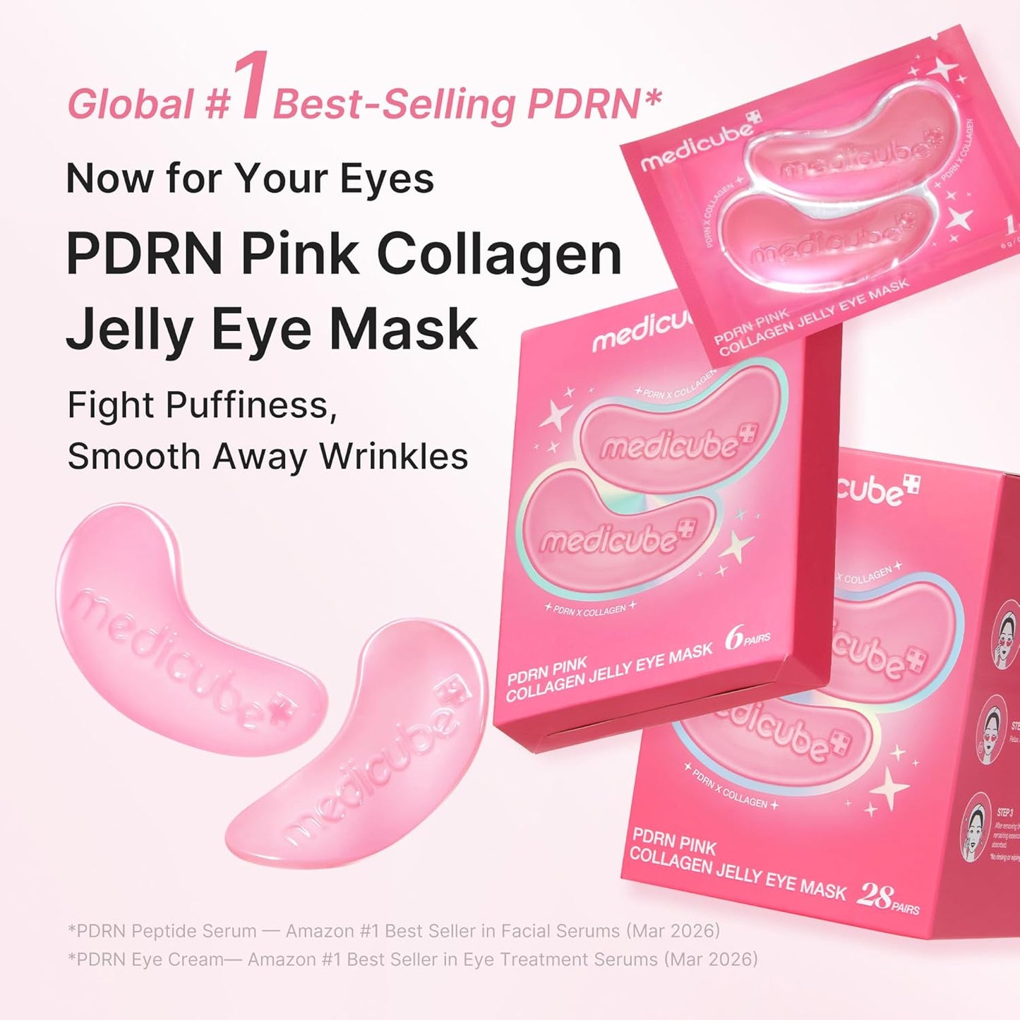 Hotmedicube Jelly Eye Mask PDRN Pink Collagen | Hydrogel Eye Patches with PDRN, Collagen, NAD | Refreshing for Puffy, Tired Eyes | Firming for Look of Wrinkles, Fine Lines | Korean Skincare (50 Pairs)