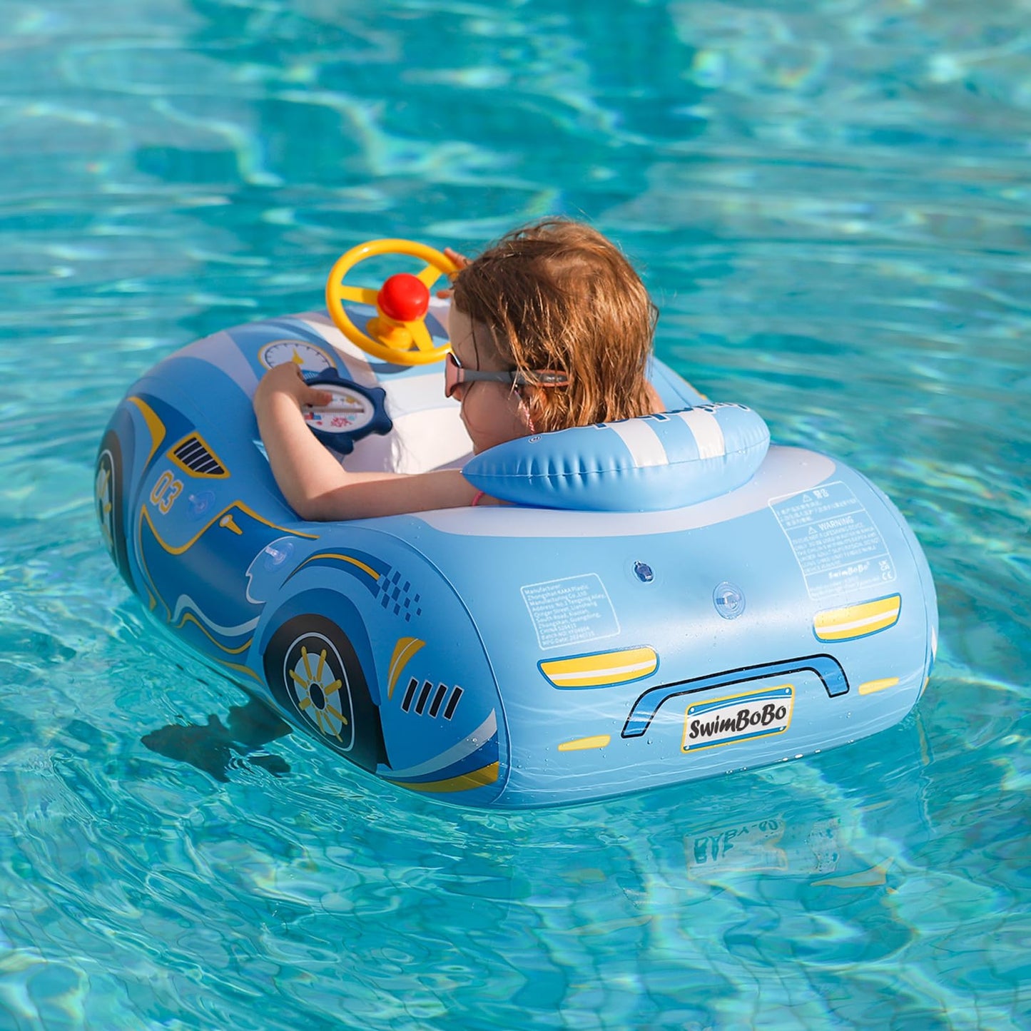 Hot Swimbobo Toddler Pool Float with Seat Boat Inflatable Ride-on Airplane Baby Floatie for Kids Outdoor Toy