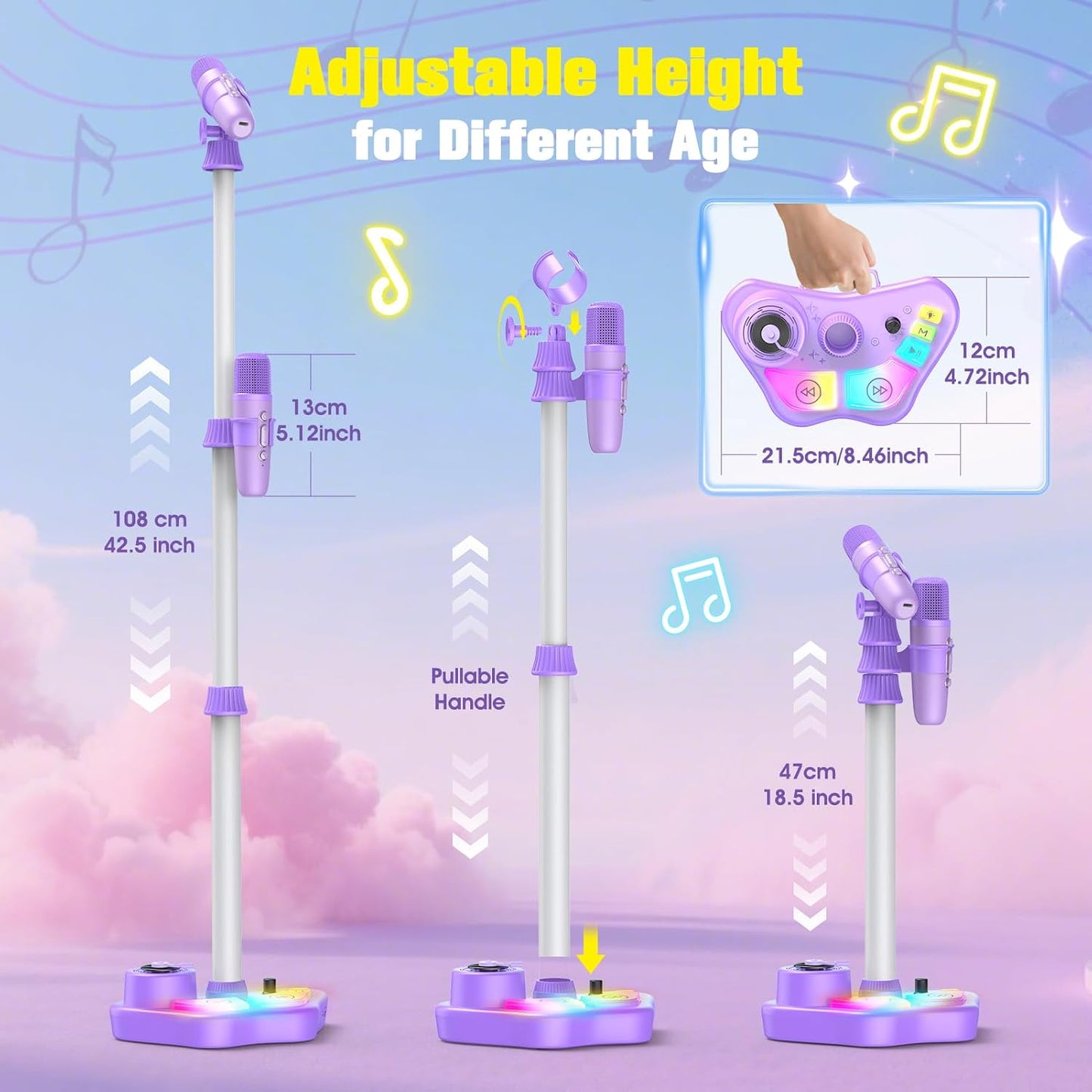 Hot Stand Karaoke Machine for Kids, Singing Toys Gifts for 3 4 5 6 7 8 Year Old Girls Boys, Rechargeable Kid Microphone Bluetooth Speaker with 2 Wireless Mic for Girl Age 4-6 Toddler Birthday Party Toy