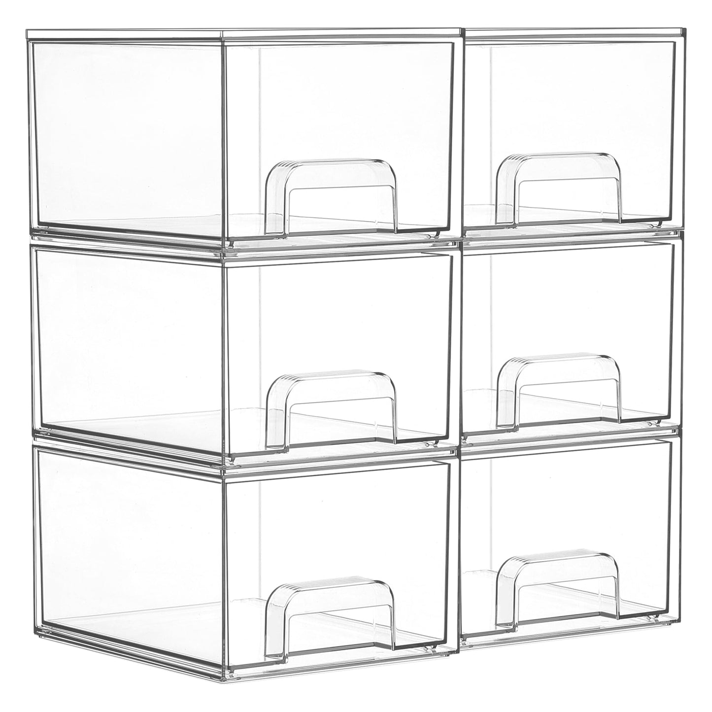 HotVtopmart 4 Pack Small Clear Stackable Storage Drawers,Acrylic Bathroom Makeup Organizer,Plastic Storage Bins for Vanity, Undersink, Kitchen Cabinets, Pantry, Home Organization