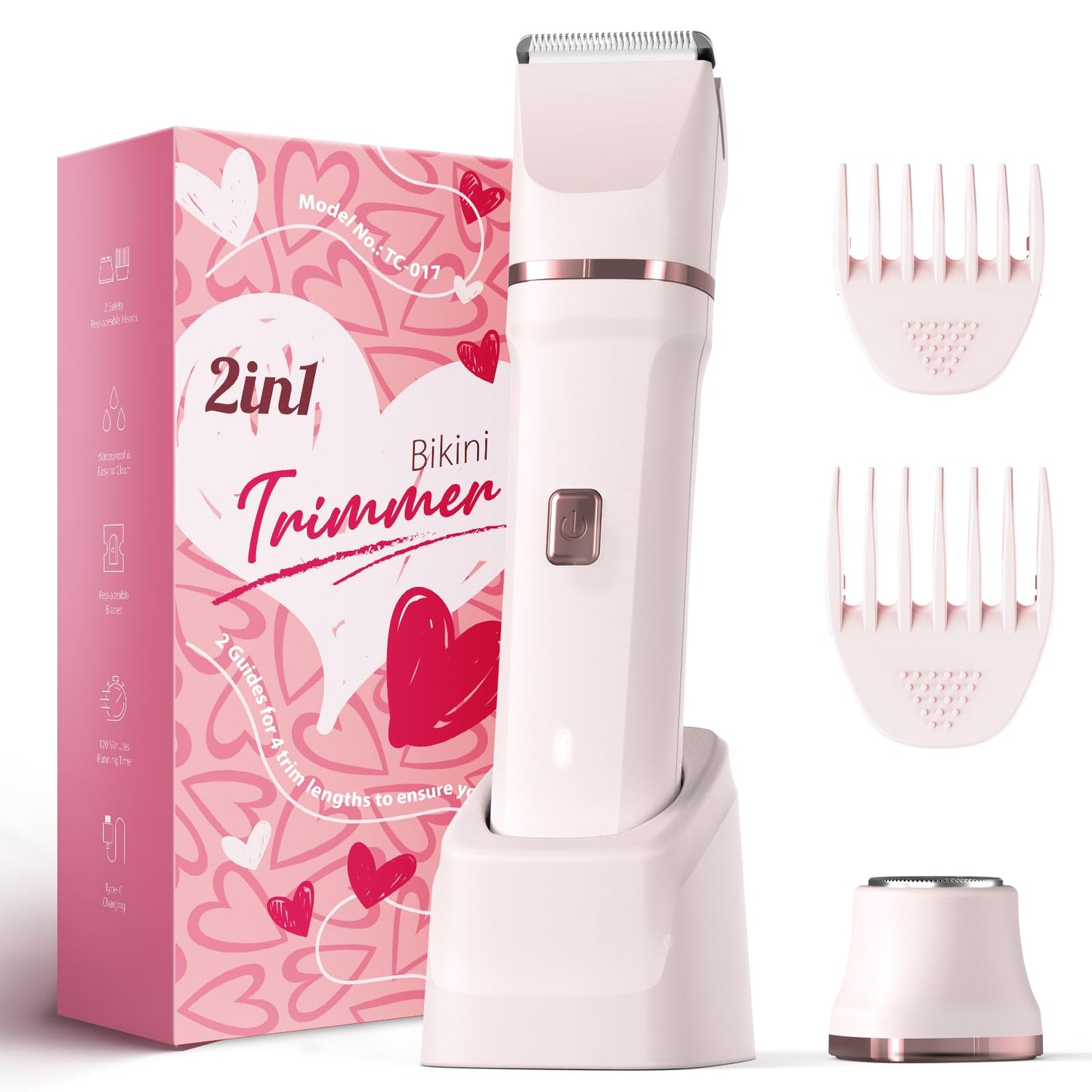 HotRisina Bikini Trimmer for Women - Painless Electric Razors for Silk Skin,Cordless Body Shaver with Ceramic Blade, Replaceable Lady Razor, IPX7 Waterproof & Easy Cleaning, Birthday Gifts for Women