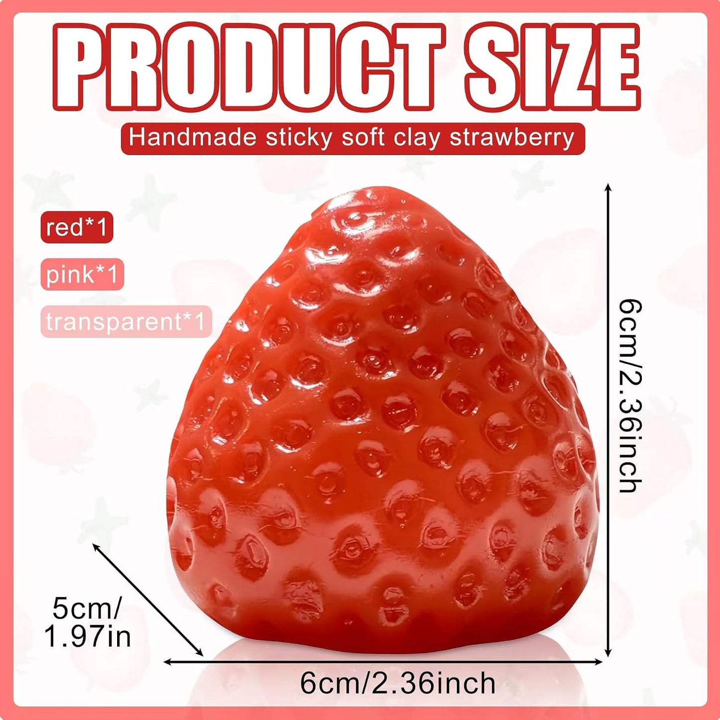 Hot3Pcs Big Taba Squishies Strawberry, Cute Strawberry Squeeze Toys, Upgrade Fruit Squishies, Kawaii Sticky Stress Toy, Clear Fidget Toys, Valentines Gift for Kids, Teen Boys Girls Birthday Gift Ideas