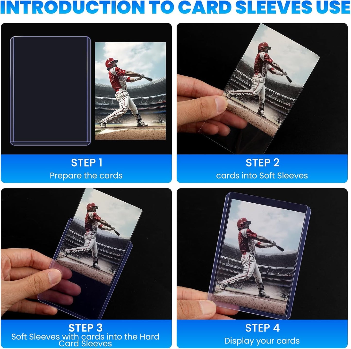 Hot 200 Card Sleeves Top Loaders for Cards, 3" x 4" Hard Plastic Toploaders, Baseball Card Protectors, Trading Card Holder for Football Sports Cards (100 Toploaders + 100 Penny Sleeves)