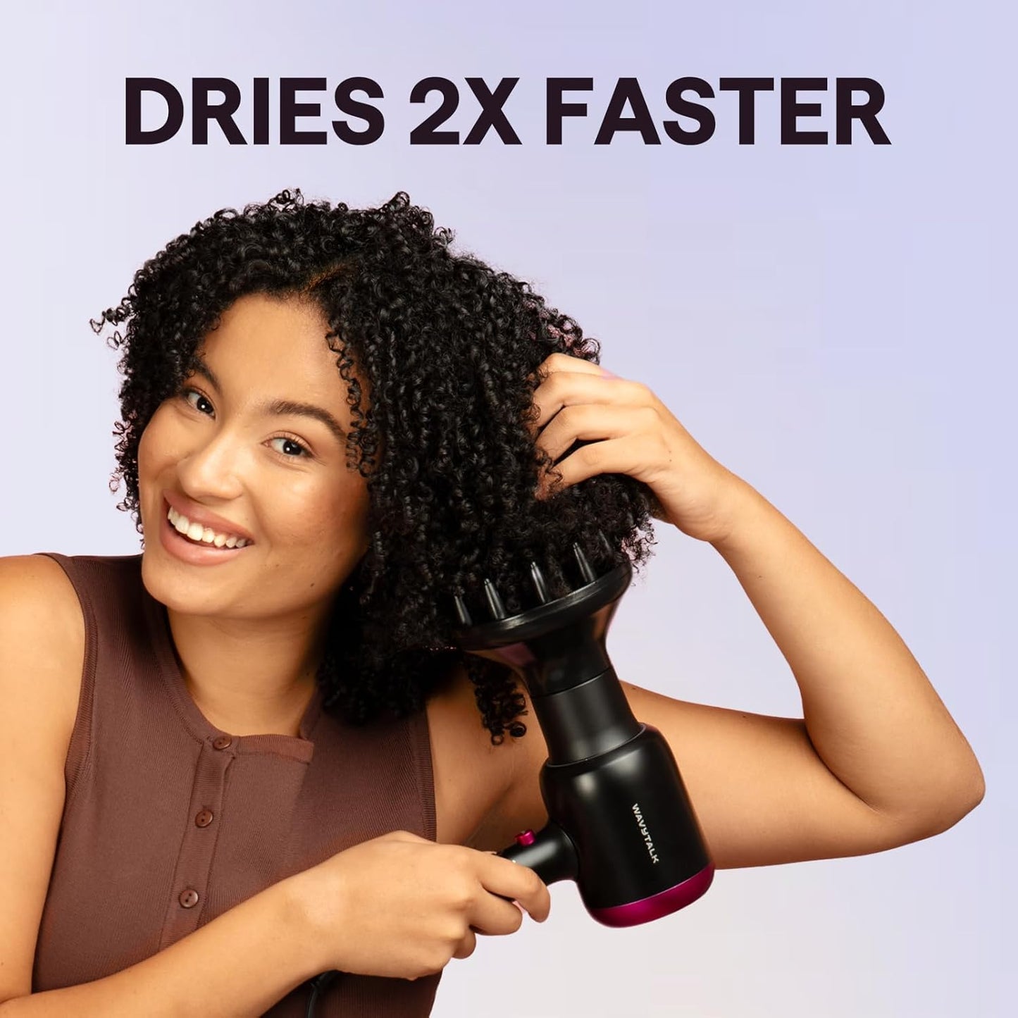 HotWavytalk Hair Dryer, Blown Away Ionic Hair Dryer for Curly Hair with Diffuser, 1875W Fast Drying Blow Dryer with Ceramic Technology, 3 Attachments for All Hair Types, Light and Quiet, Rose Gold