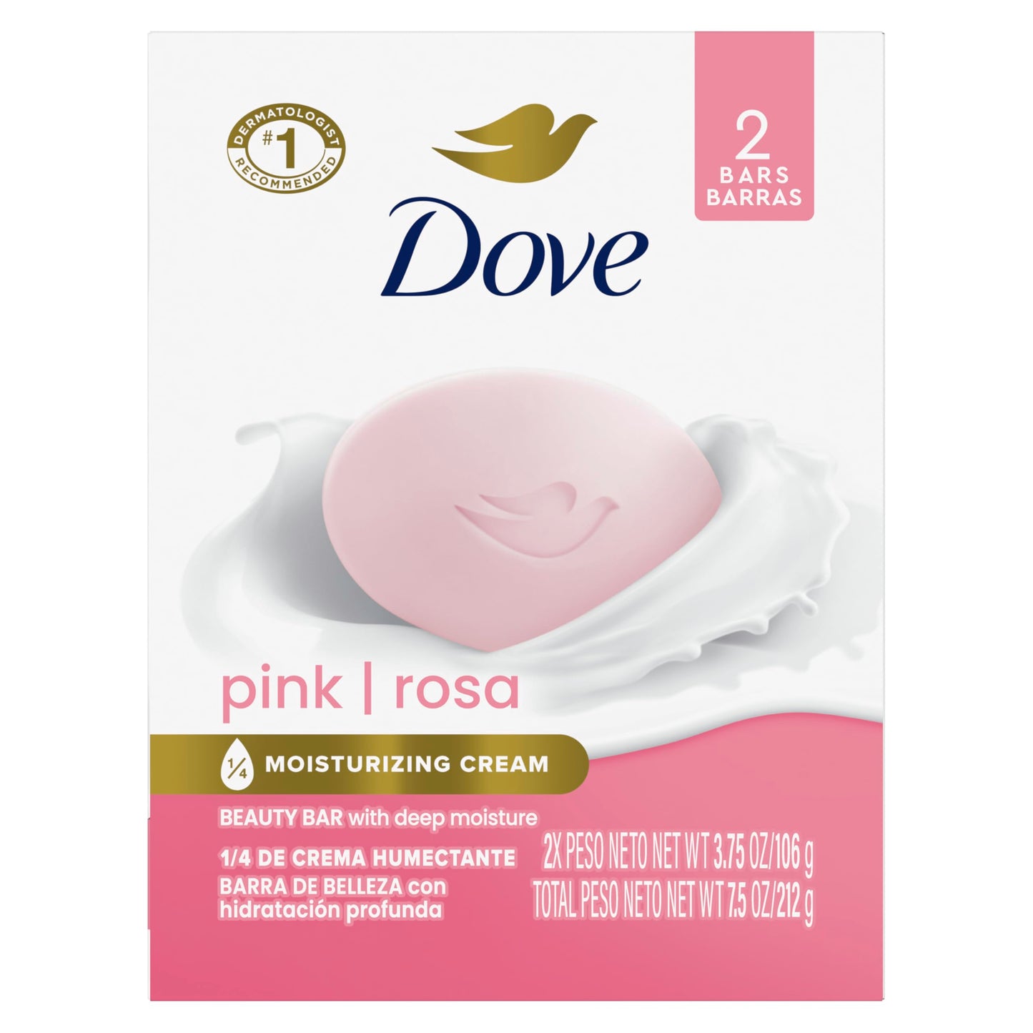 HotDove Beauty Bar Soap Pink Rosa, 6 Bars for Soft, Smooth Skin, Cleans & Moisturizes 3.75 oz