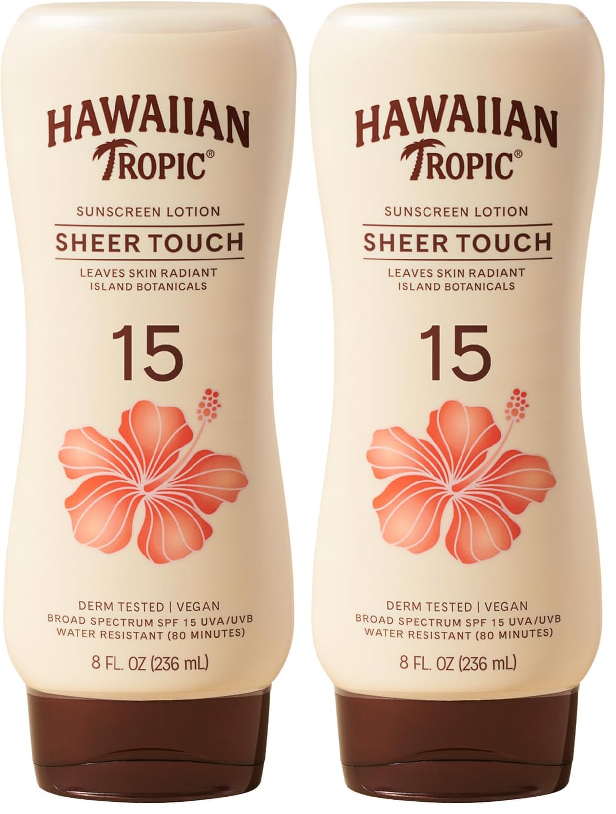 HotHawaiian Tropic Sheer Touch Ultra Radiance Lotion Sunscreen SPF 50, 8 Fl Oz Twin Pack, Hawaiian Tropic Sunscreen SPF 50, Sunblock, Oxybenzone Free Sunscreen, Body Sunscreen Pack, 8 Fl Oz each