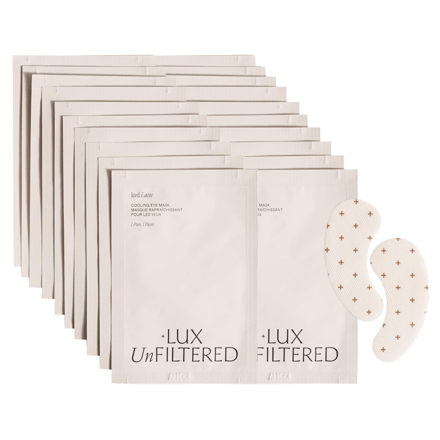 Hot+ Lux Unfiltered Iced Latte Cooling Under Eye Patches - Anti-Slip Caffeine Infused Korean Eye Mask - Reduces Puffiness, Brightens & Hydrates - Niacinamide & Hyaluronic Acid - Vegan - 10 Pairs