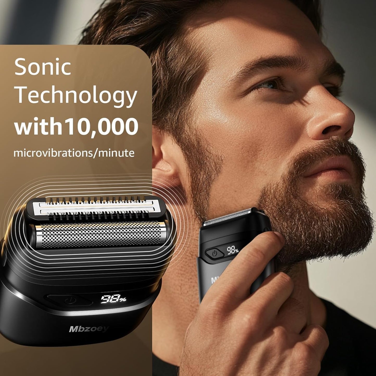 HotMbzoey Electric Foil Shavers for Men: Mini Electric Razor for Face - IPX7 Waterproof Cordless Razor with LED Display & Fast Charge - Micro-Comb Technology & Precision Blades，Father's Day Gifts