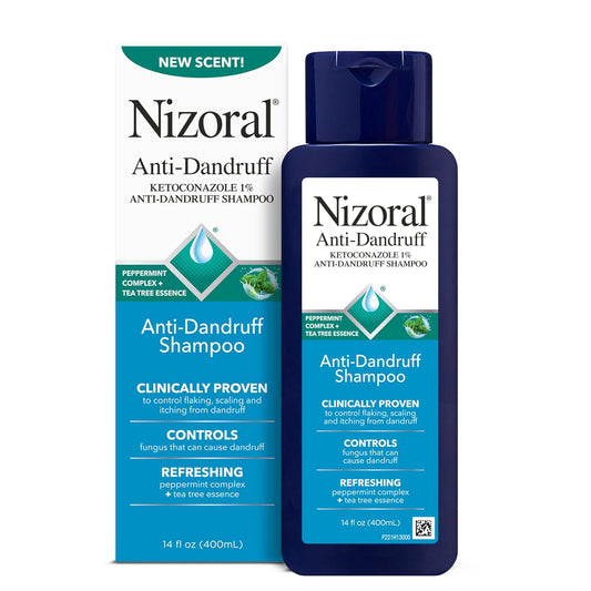 HotNizoral Anti-Dandruff Shampoo with 1% Ketoconazole, 14 Fl Oz, Peppermint and Tea Tree Scent, Anti Fungal Shampoo, For All Hair Types