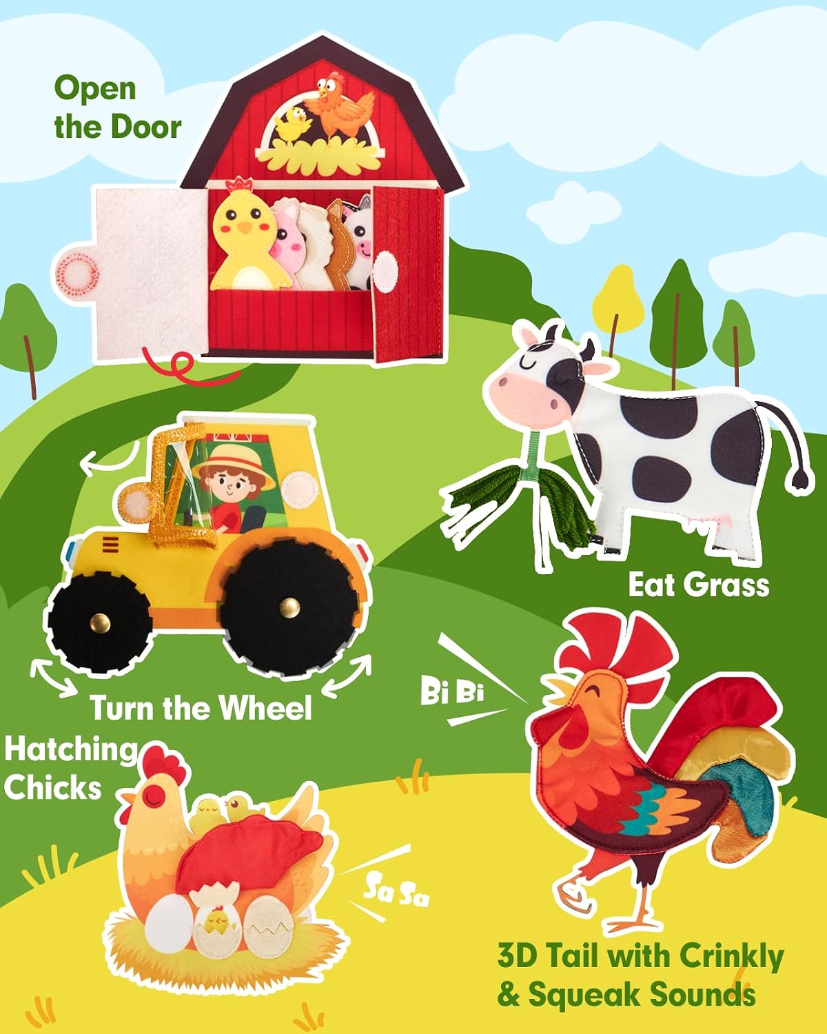 Hothahaland Busy Book for Toddlers 1-3 - Montessori Toys Busy Board for 1 Year Old Boy Gifts Girl Toys Educational Learning Quiet Activity Books Toddler Travel Toys for One Year Old Birthday Gift