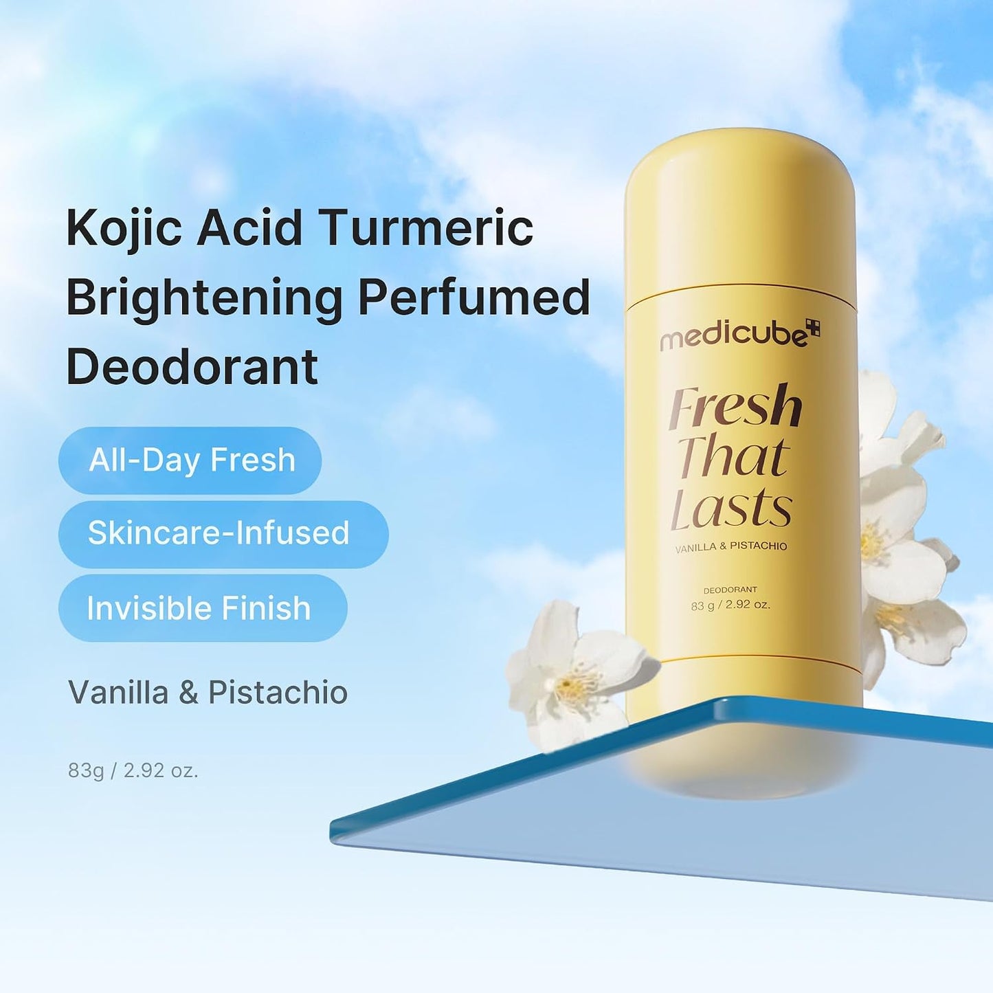 Hotmedicube Kojic Acid & Turmeric Aluminum-Free Deodorant | Vanilla & Pistachio Perfumed Stick, All-Day Odor Protection for Women & Men | Underarm Brightening Care | Korean Skincare, 2.92 oz.