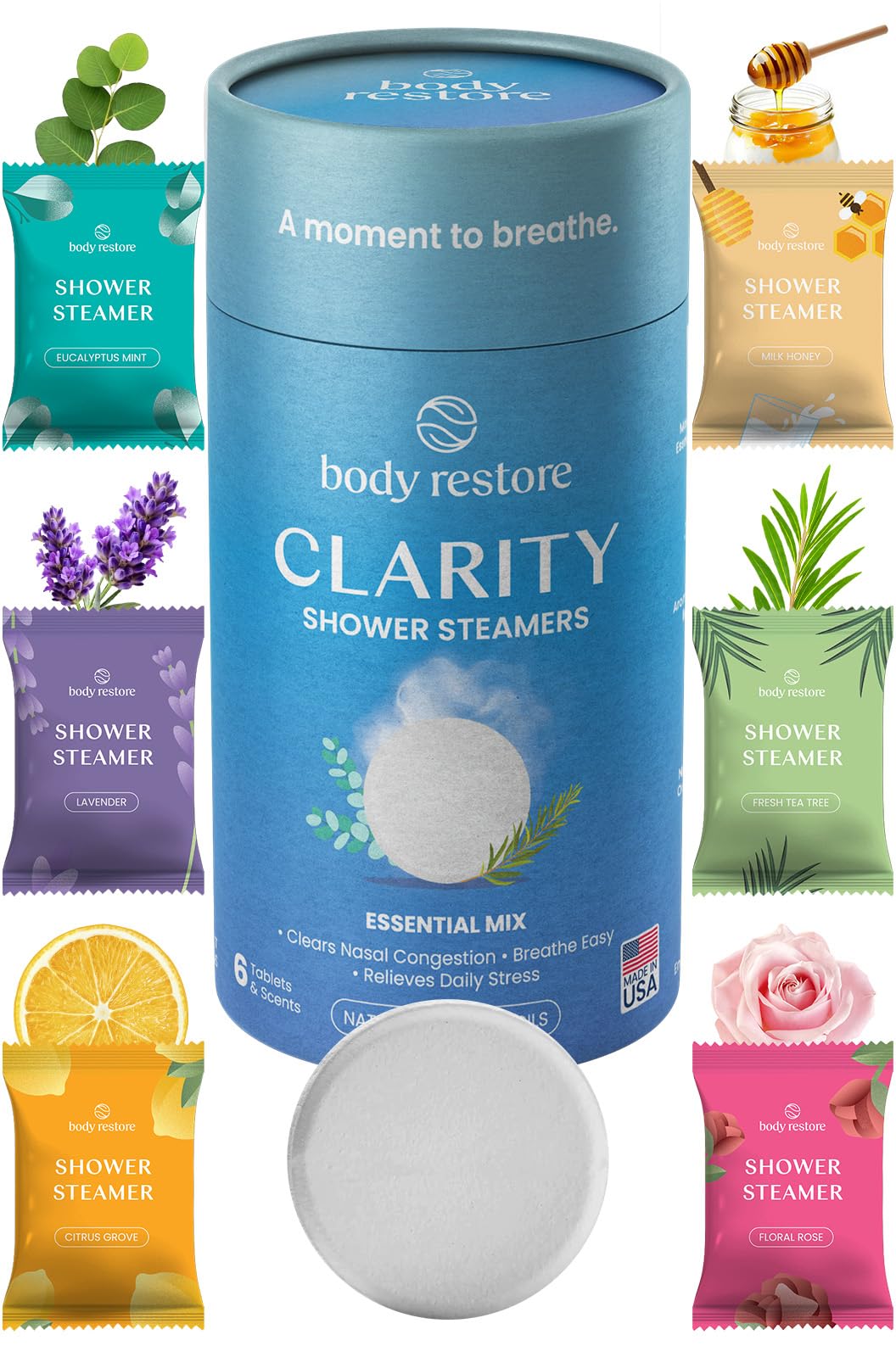 HotBodyRestore Shower Steamers Aromatherapy, Self Care Gifts, Relief 15 Pack | Birthday Gifts for Women & Men, Spa Stress Relief & Relaxation, Eucalyptus & Menthol Essential Oil Tablets