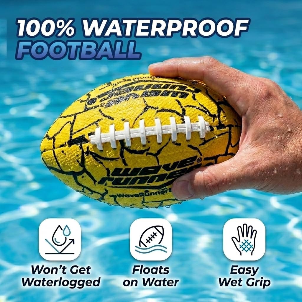 HotWave Runner Water Football for Pool and Beach | Waterproof Football for Outdoor Games for Adults, Teens, and Kids - Lightweight Pool Toys, Easy Wet Grip, Outdoor Summer Toy