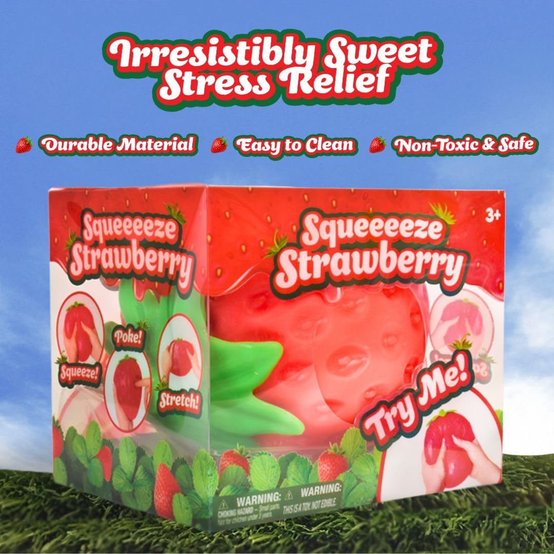 HotSquishy Extra Large Strawberry, Gag Gifts Funny Adult, Giant Stress Ball, Fidget Sensory Toy for Kids, ADHD Toys
