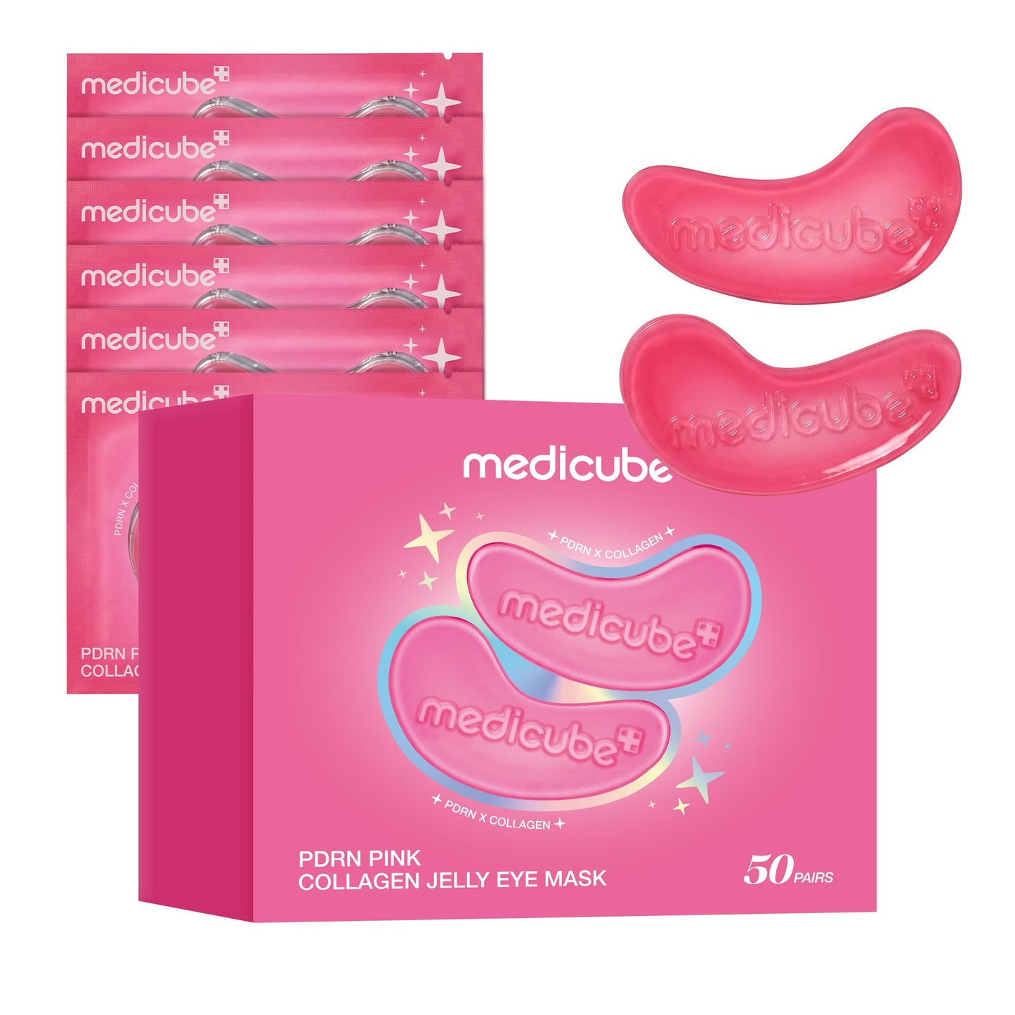 Hotmedicube Jelly Eye Mask PDRN Pink Collagen | Hydrogel Eye Patches with PDRN, Collagen, NAD | Refreshing for Puffy, Tired Eyes | Firming for Look of Wrinkles, Fine Lines | Korean Skincare (50 Pairs)