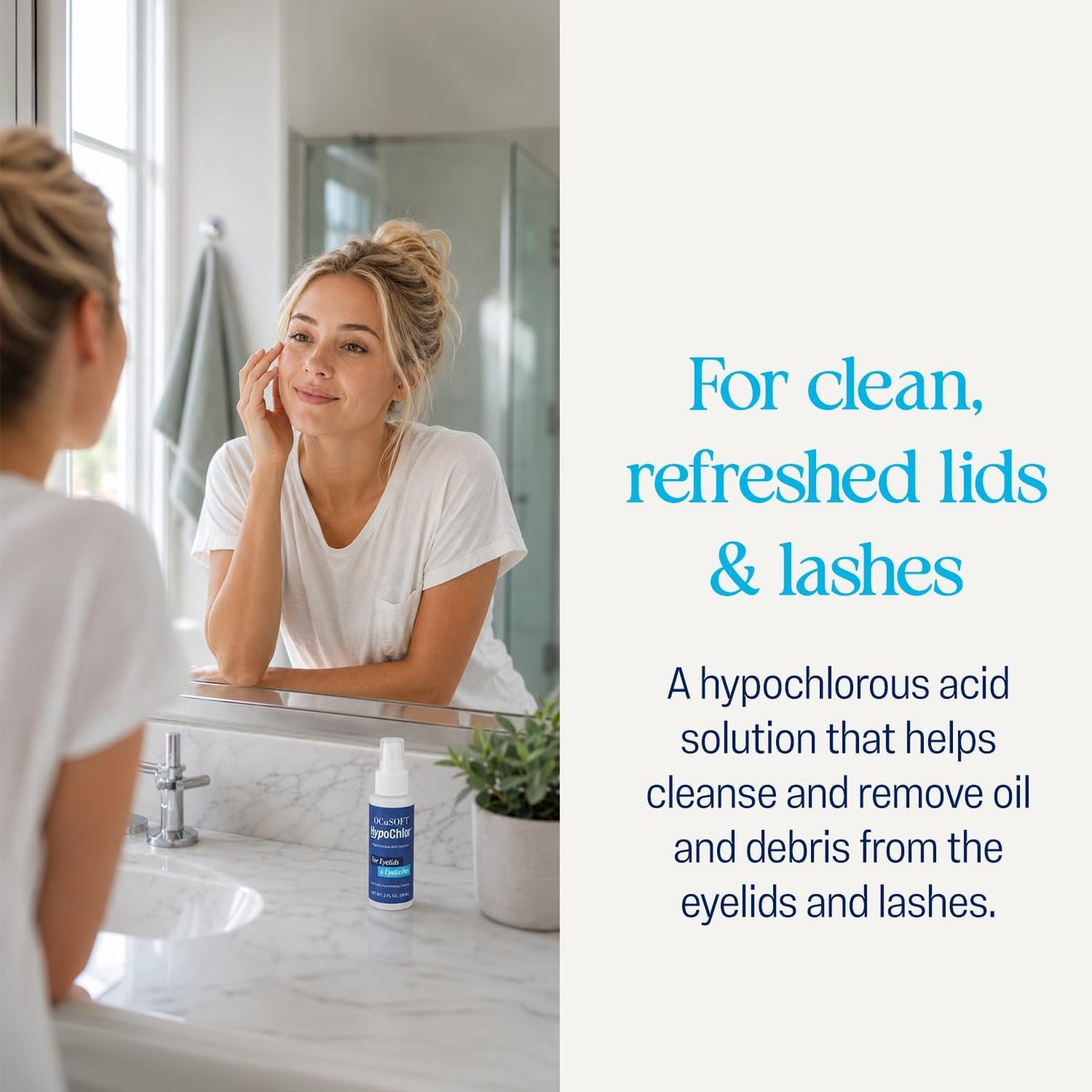 HotOCuSOFT HypoChlor Spray - Non-Irritating Hypochlorous Acid Spray & Eyelid Cleanser Solution to Remove Oil & Debris- 2 fl oz | Eyelid Spray for Irritated Eyelids Associated with Blepharitis, Dry Eyes, Meibomian Gland Dysfunction and Styes