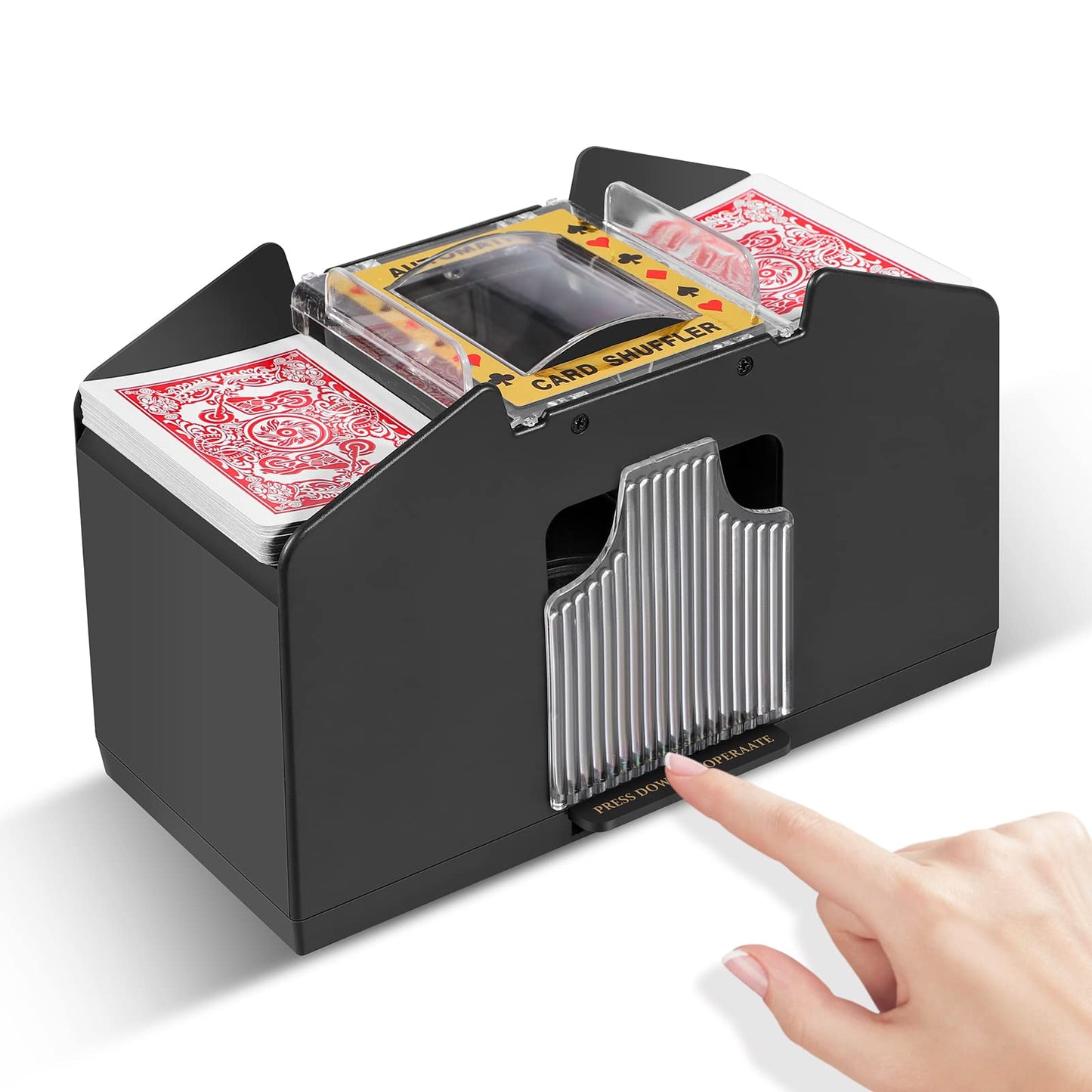 HotFEIERYA Automatic Card Shuffler 2/1/4/6 Deck,Battery-Operated Electric UNO Poker Shuffler,Playing Card Shuffler for Home Card Game,Travel