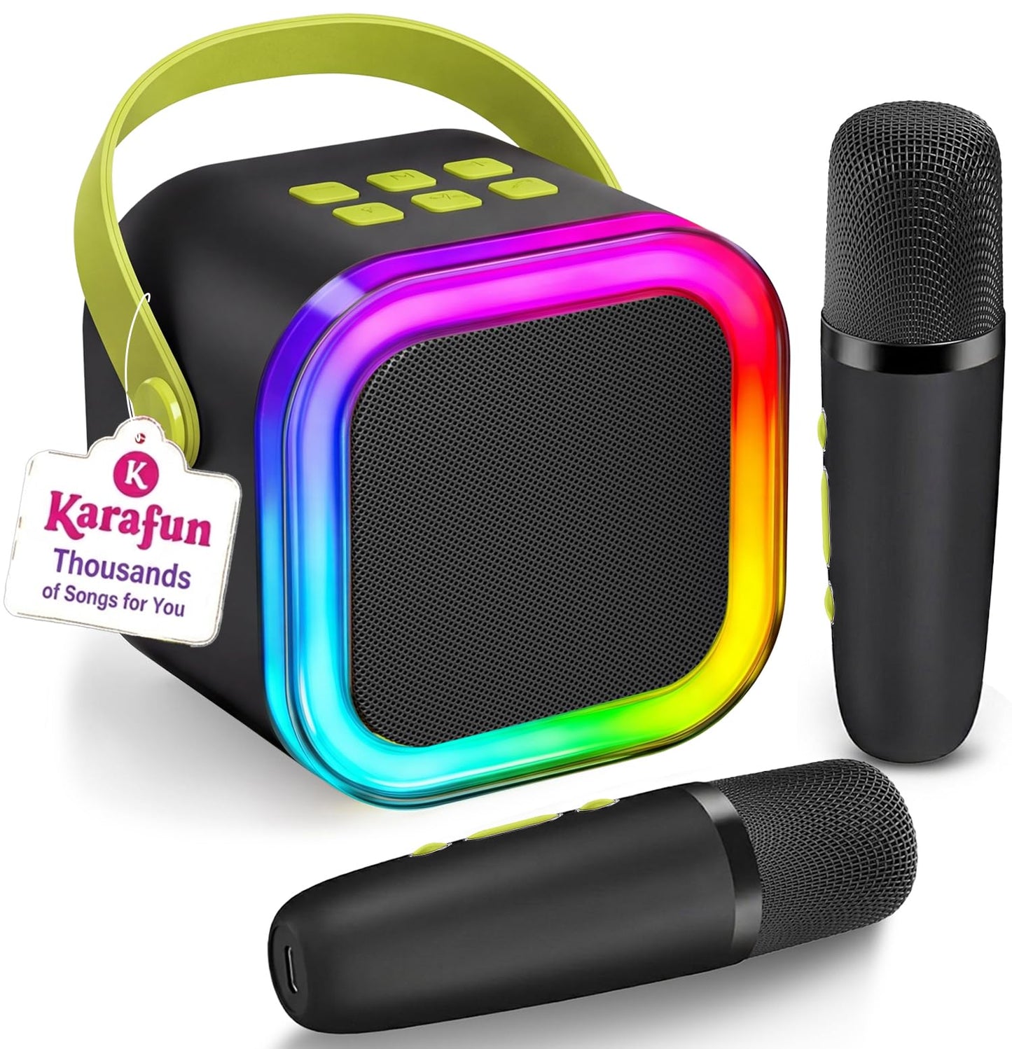 HotIROO Mini Karaoke Machine for Kids, 2026 TOP Toys Birthday Gifts Ideas for Girls Ages 4, 5, 6, 7, 8, 9, 10, 12+ Years Old, Portable MP3 Player with 2 Wireless Mics for Family Home Party