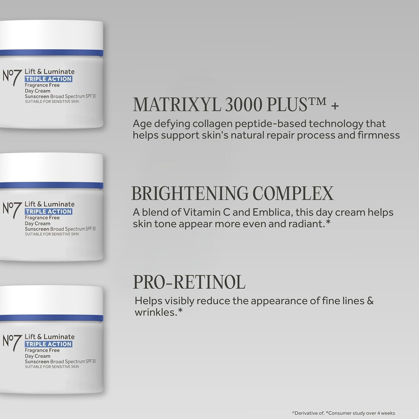 HotNo7 Lift & Luminate Triple Action Face Cream - Fragrance Free Face Moisturizer with SPF 30 - Formulated with Anti Aging Collagen Peptides & Brightening Complex (1.69 Oz)