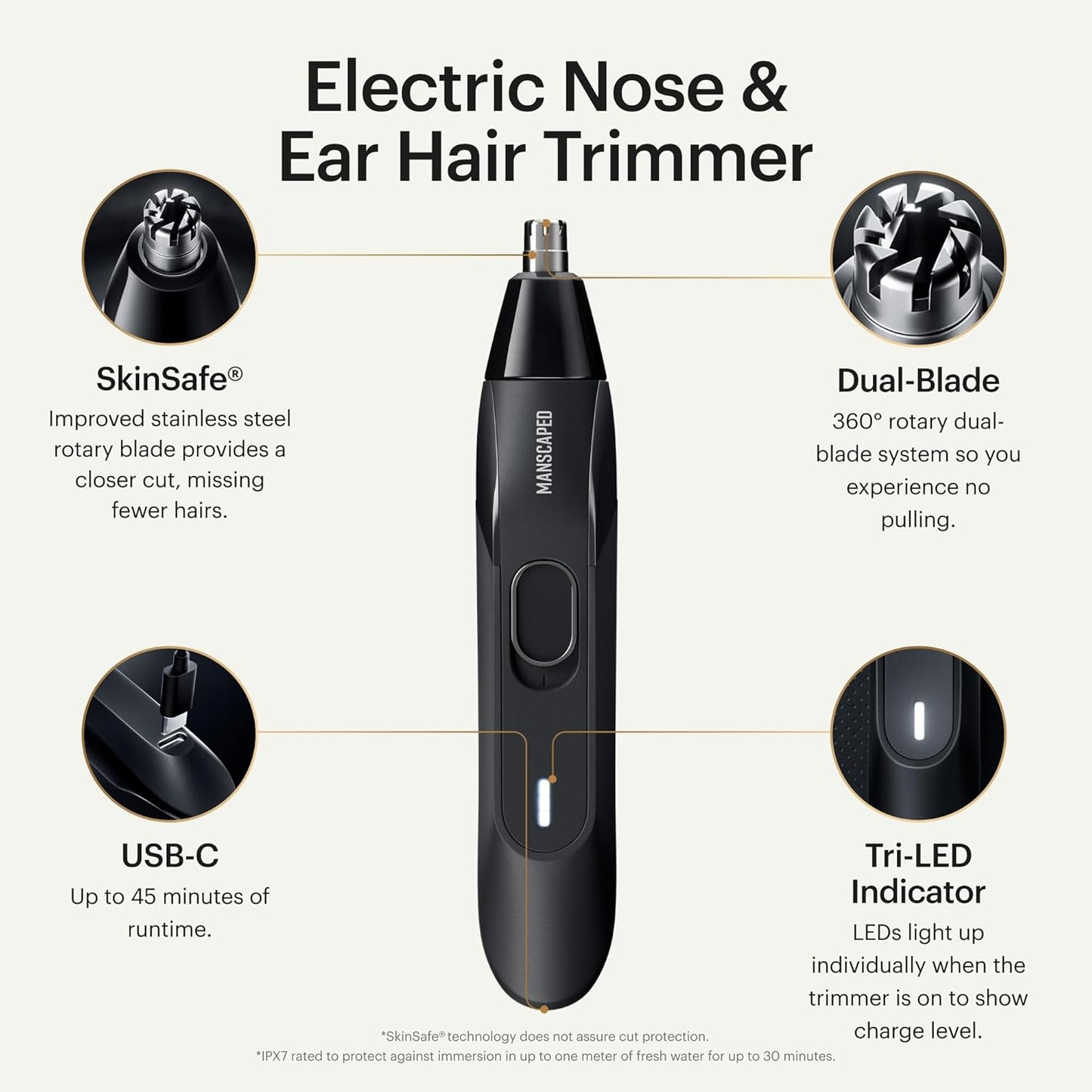 HotMANSCAPED® The Weed Whacker® 2.0 Electric Nose & Ear Hair Trimmer – 7,000 RPM Precision Tool with Rechargeable Battery, Wet/Dry, Easy to Clean, Improved Stainless Steel Replaceable Blade