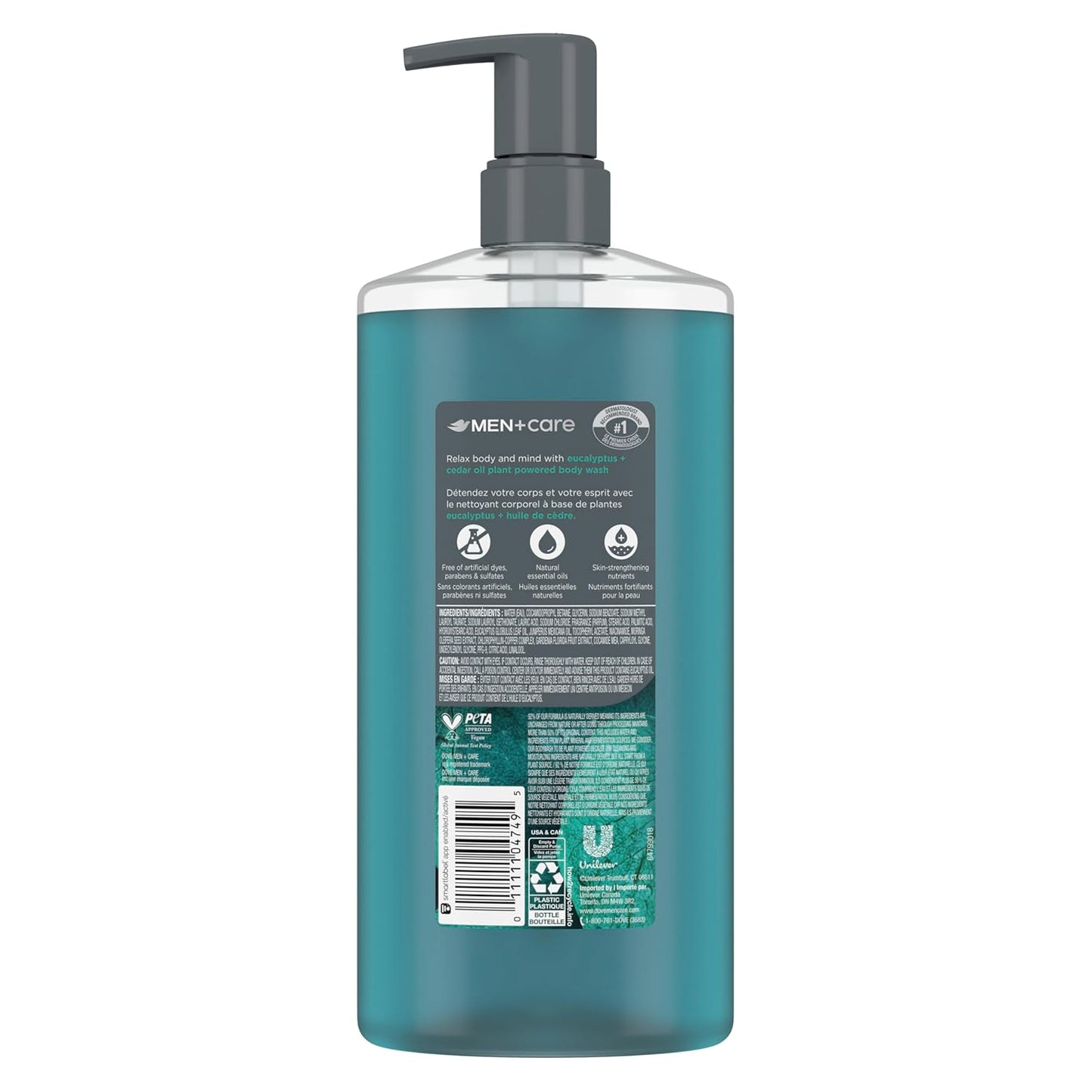 HotDOVE MEN Moisturizing Body Wash for Men, Eucalyptus + Cedar Oil, 26oz