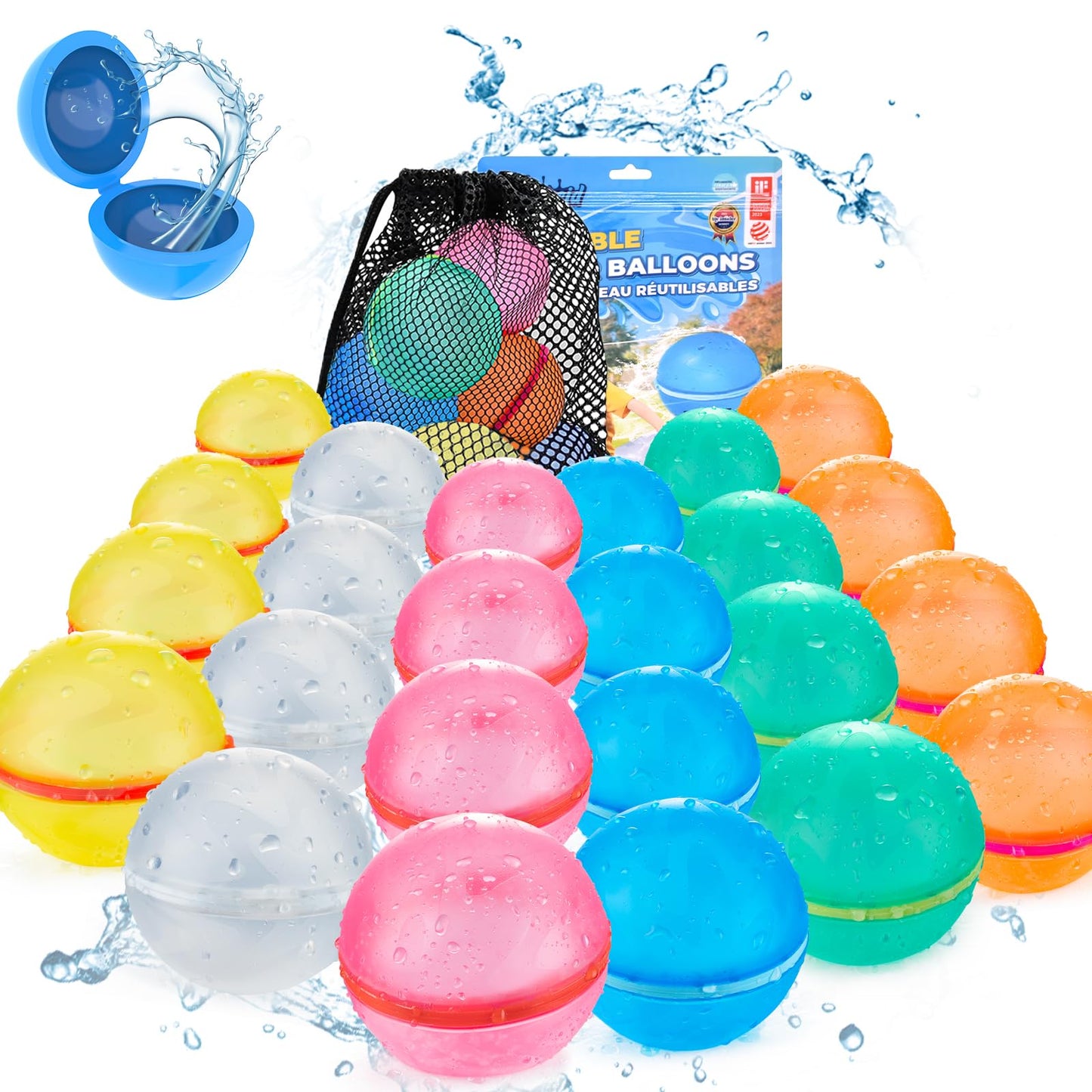 Hot 6 PCS Reusable Water Balloons, Refillable Magnetic Water Balls for Outdoor Games, Self Sealing Water Splash Bomb Quick Fill for Summer Fun, Pool Beach Toys for Kids Ages 3-12