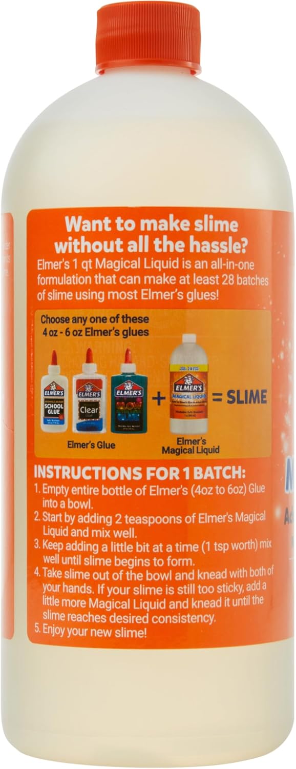 HotElmer's Magical Liquid, Slime Activator Solution, Safe and Washable, 1 Quart - Updated Formula for Double the Slime Output