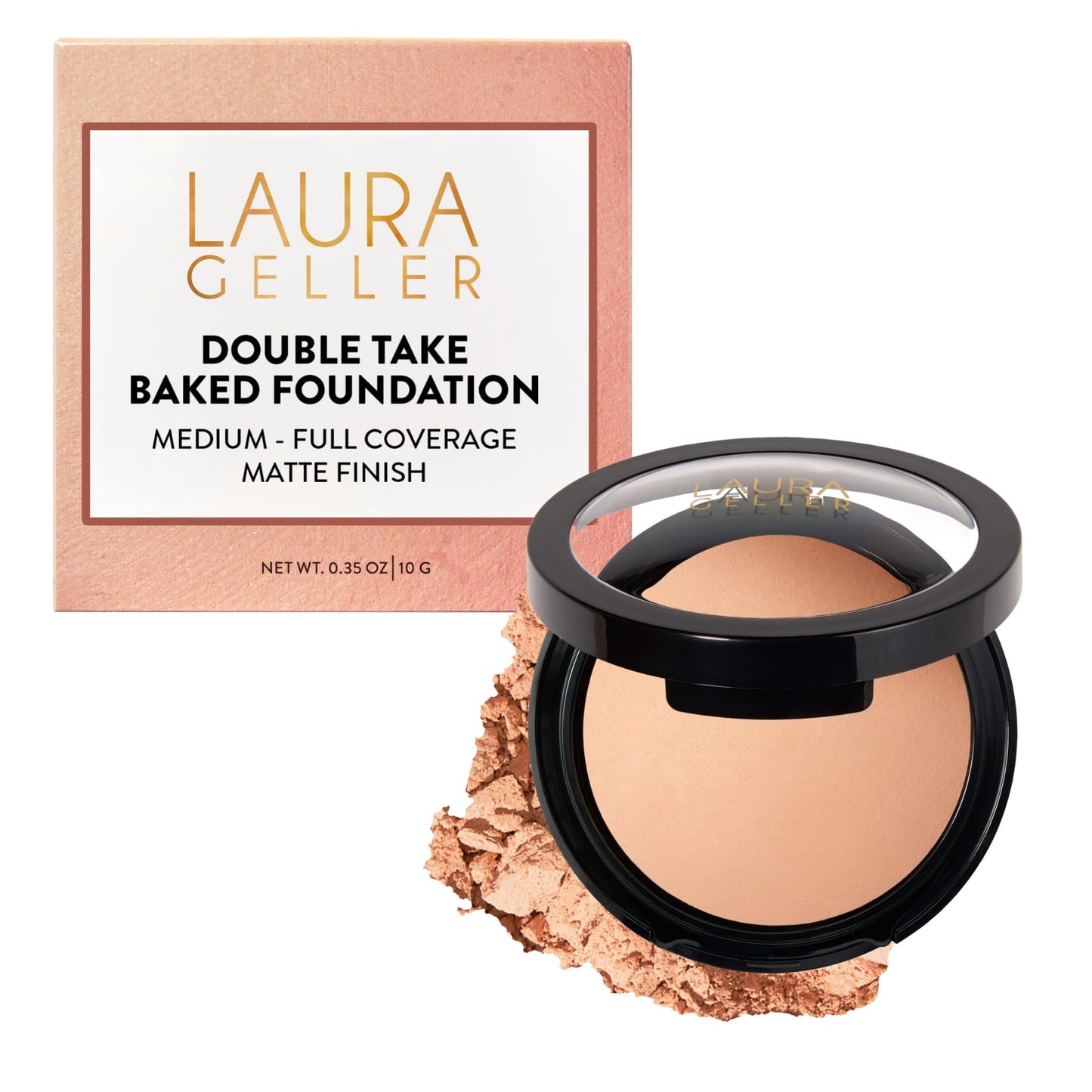 HotLAURA GELLER NEW YORK Baked Double Take Powder Foundation – Longwear Buildable Medium to Full Coverage – Matte Finish – Non-Caking Formula– Handmade in Italy – Mature & Sensitive Skin – Light