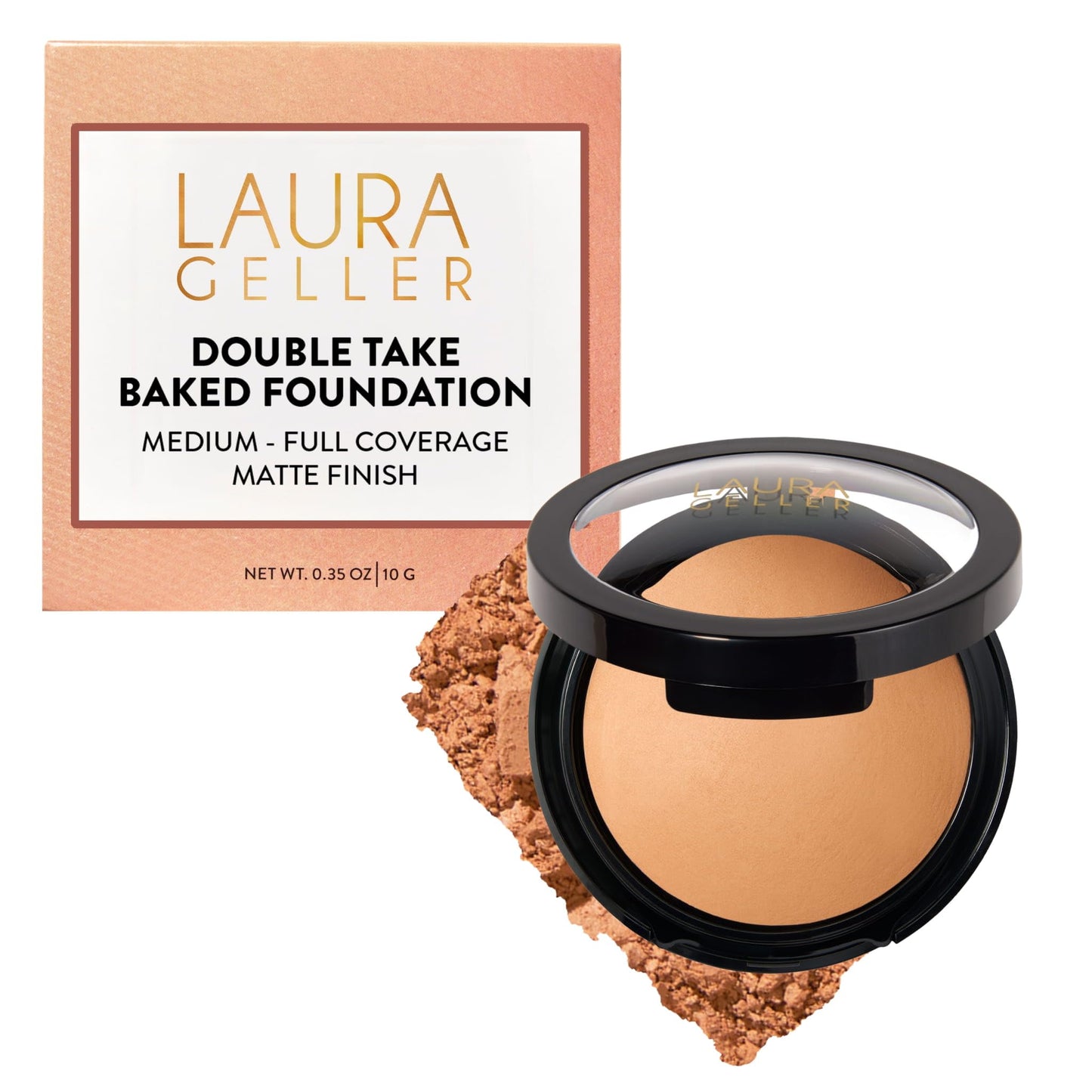 HotLAURA GELLER NEW YORK Baked Double Take Powder Foundation – Longwear Buildable Medium to Full Coverage – Matte Finish – Non-Caking Formula– Handmade in Italy – Mature & Sensitive Skin – Medium