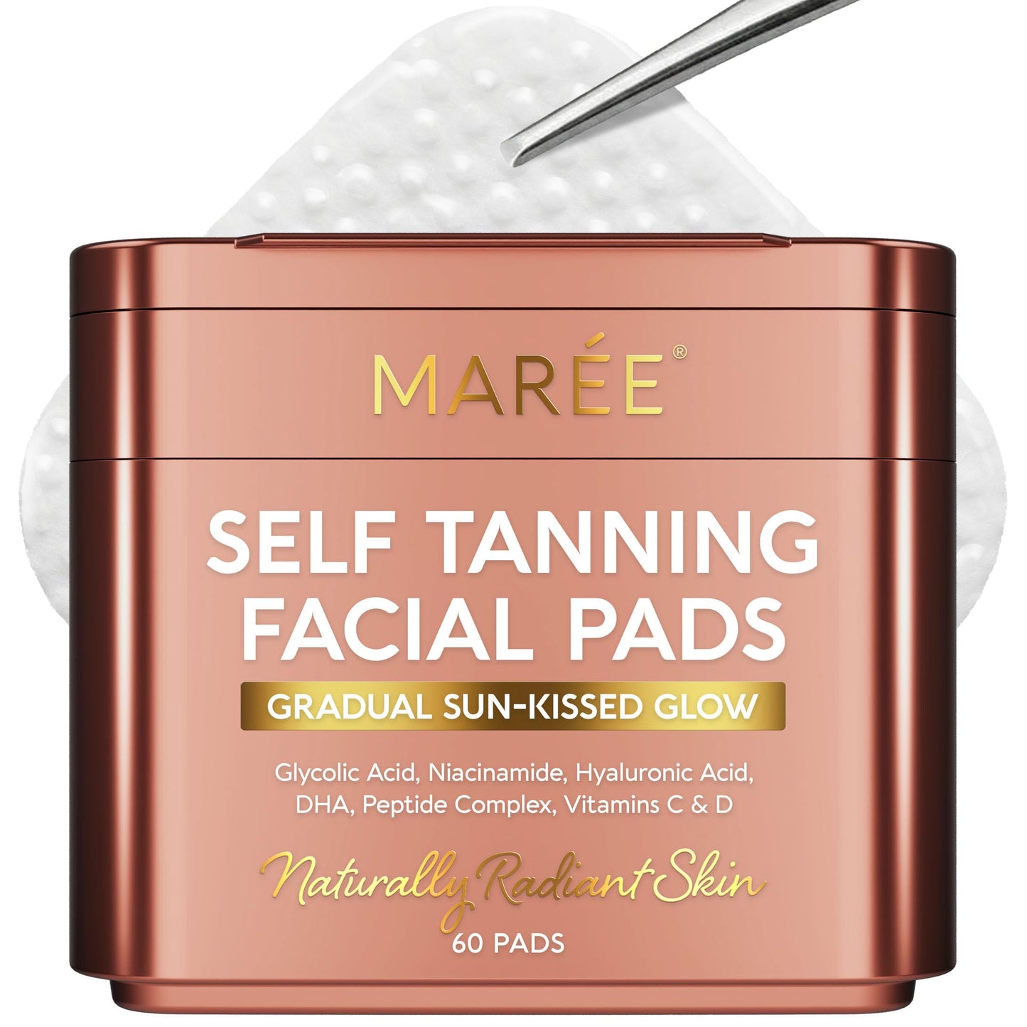 HotMAREE Glycolic Acid Pads - Toner Pads for Face Cleansing - Exfoliating Pad with Tea Tree Oil, Salicylic Acid & Vitamins E, B3, B5 - Facial Polishes & Peels, Skin Pore Resurfacing & Radiance - 50 Count