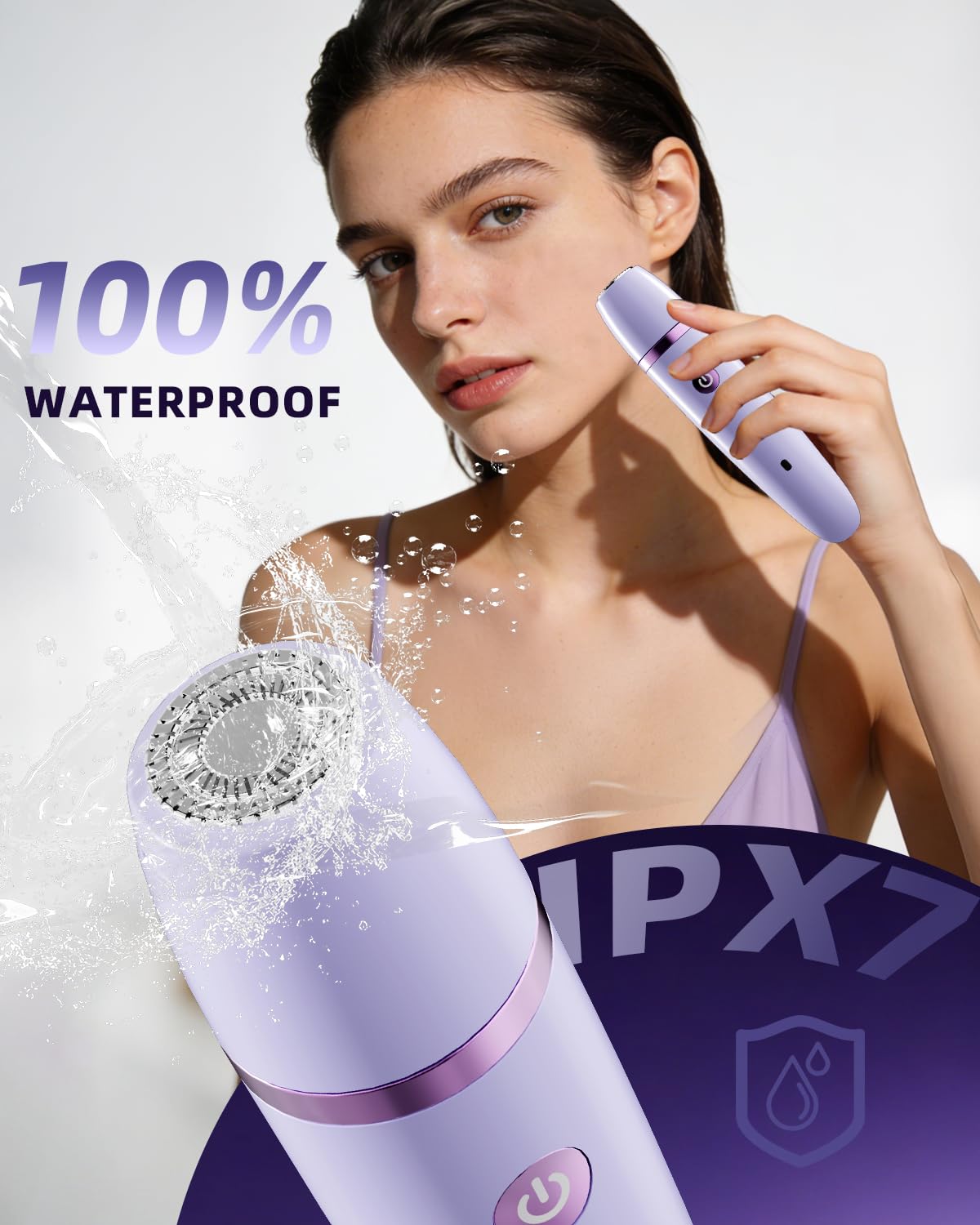 HotUfree Bikini Trimmer Electric Razors for Women, Ceramic Blade Body Hair Trimmer, IPX7 Waterproof Rechargeable Lady Shaver, Personal Groomer for Legs & Pubic Hair, Gifts for Women, Purple