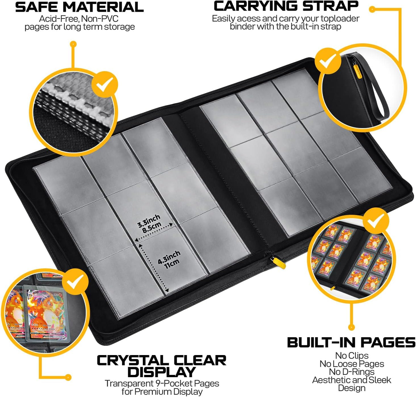 Hot X PRO Top Load Card Binder - Compatible with Top-loading Card Cases - Fits 252 | 20 Premium Loaders Included | 9-Pocket Ringless Double-Sided Pages | Premium Storage for TCG & Sports Cards